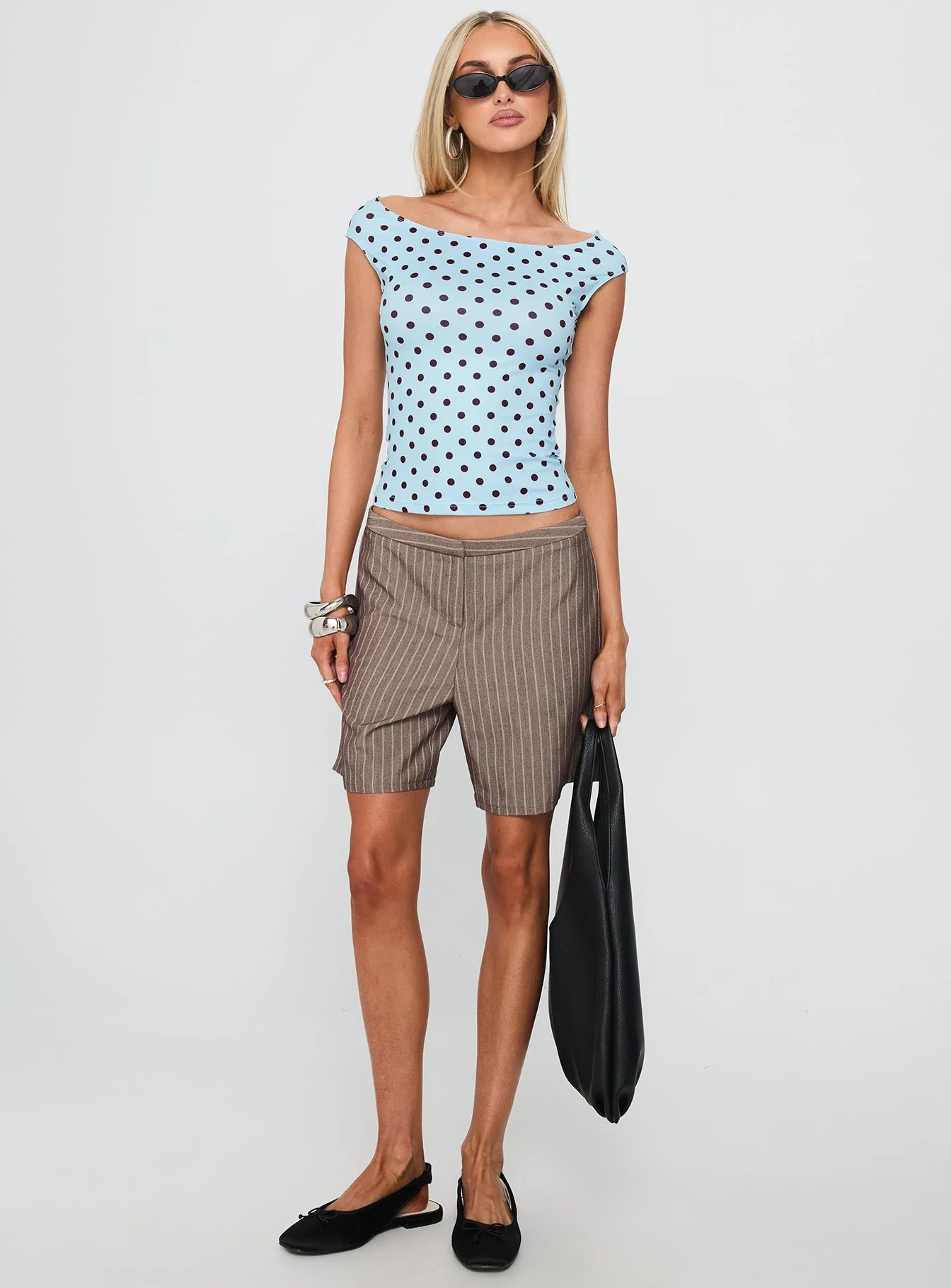 Cheirosa Off Shoulder Top Blue / Brown - Image 3