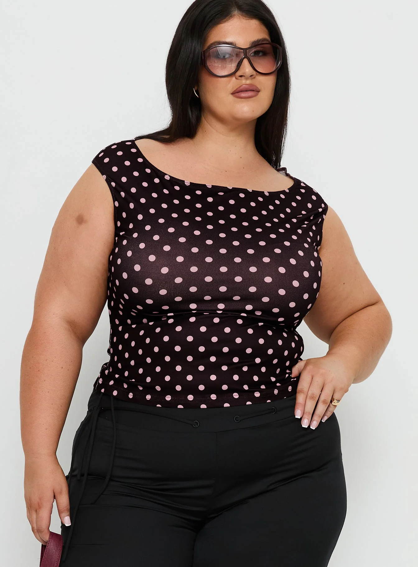 Cheirosa Off Shoulder Top Chocolate / Pink Curve - Image 2