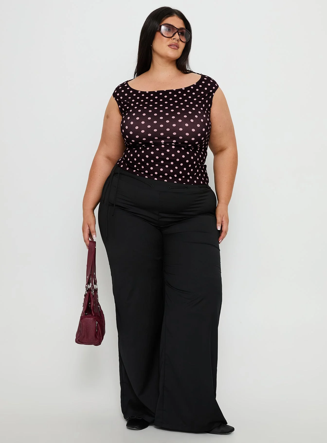 Cheirosa Off Shoulder Top Chocolate / Pink Curve - Image 3