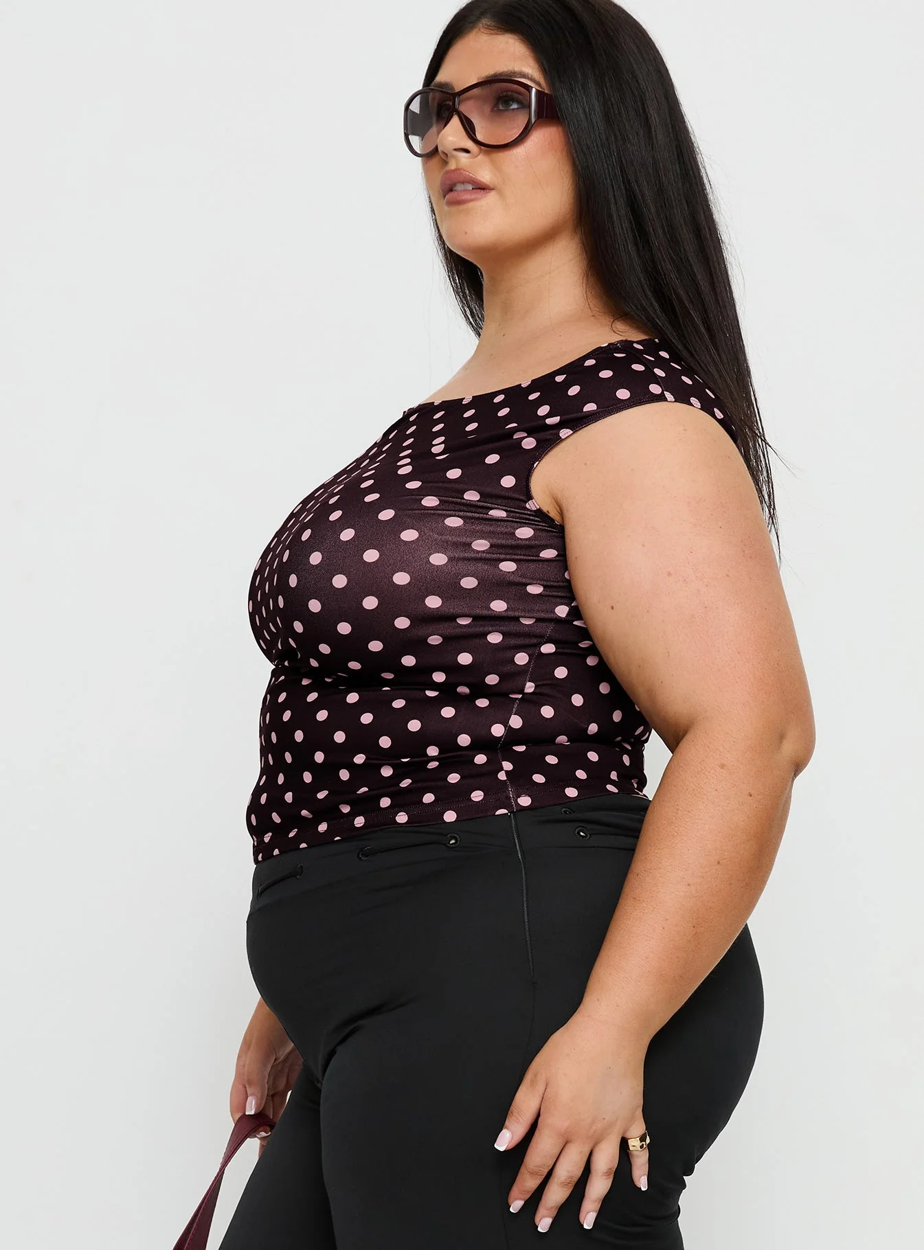 Cheirosa Off Shoulder Top Chocolate / Pink Curve - Image 4