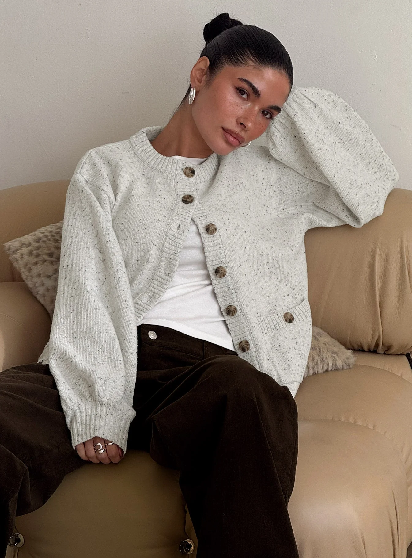 Dorah Boxy Cardigan Grey