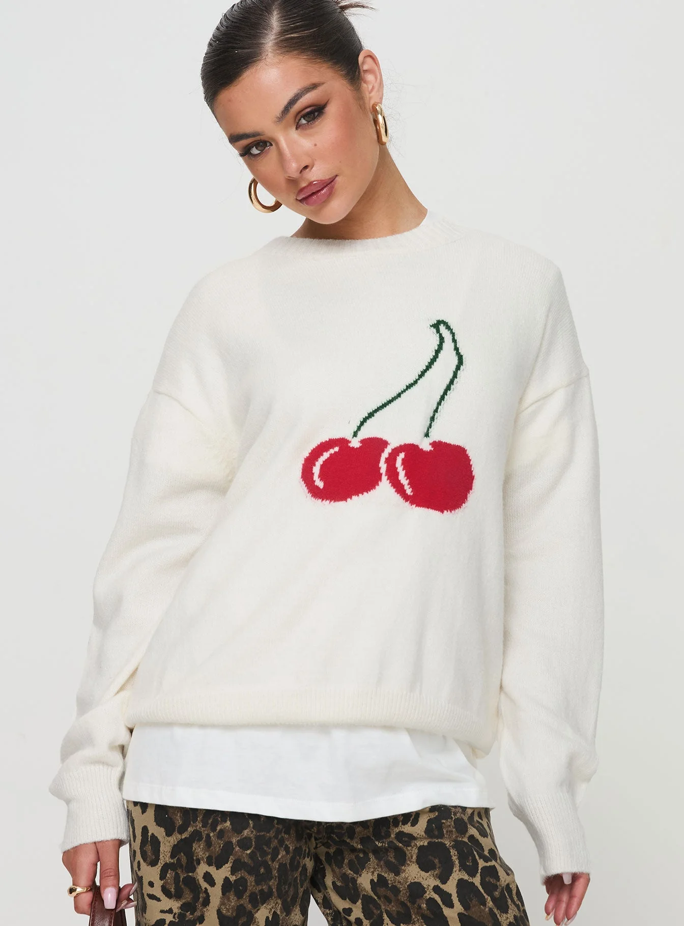 Cherry Dreams Knit Jumper Cream - Image 2