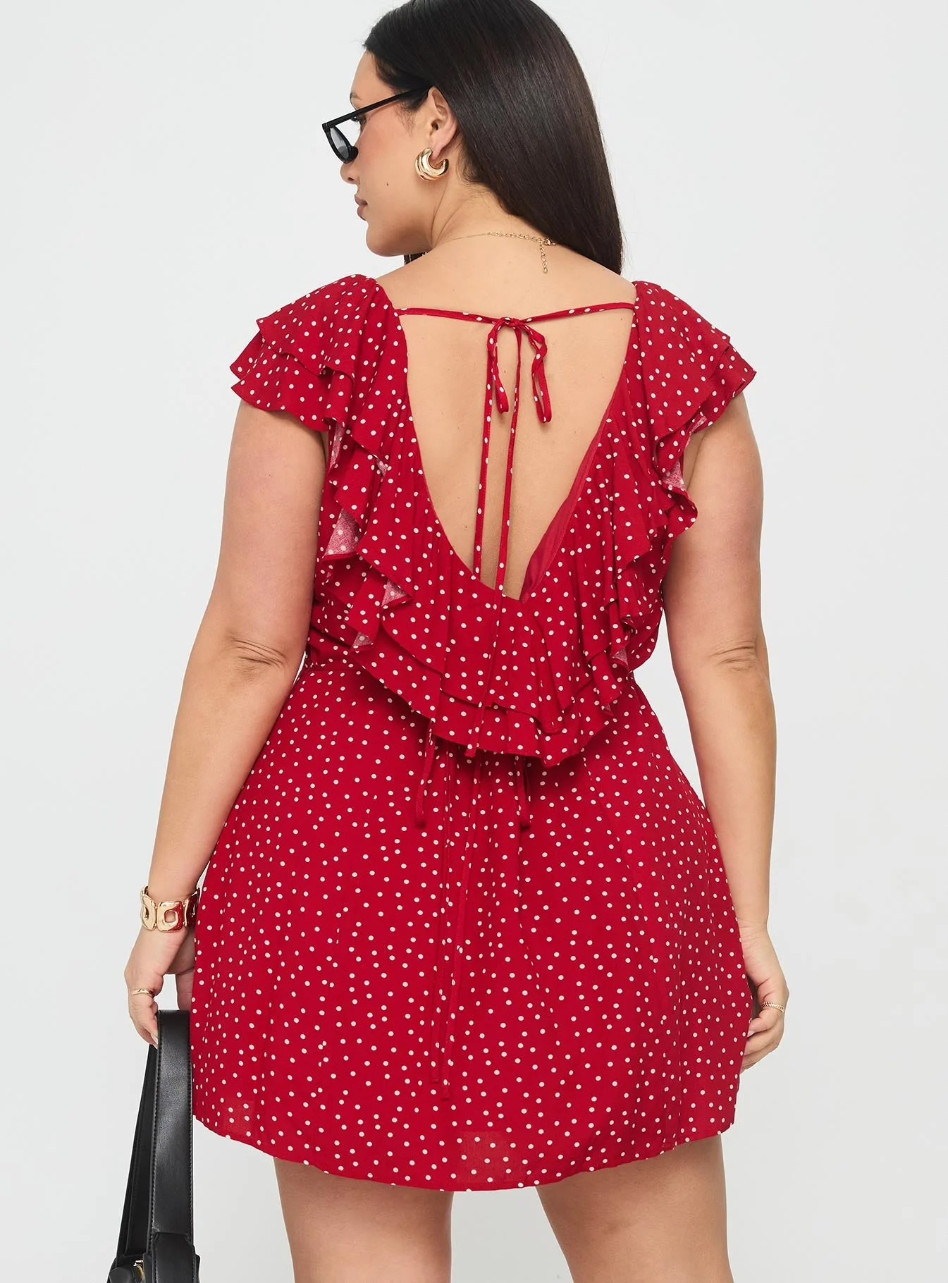 Cherry Schnapps Flutter Mini Dress Red Polka Curve - Image 4