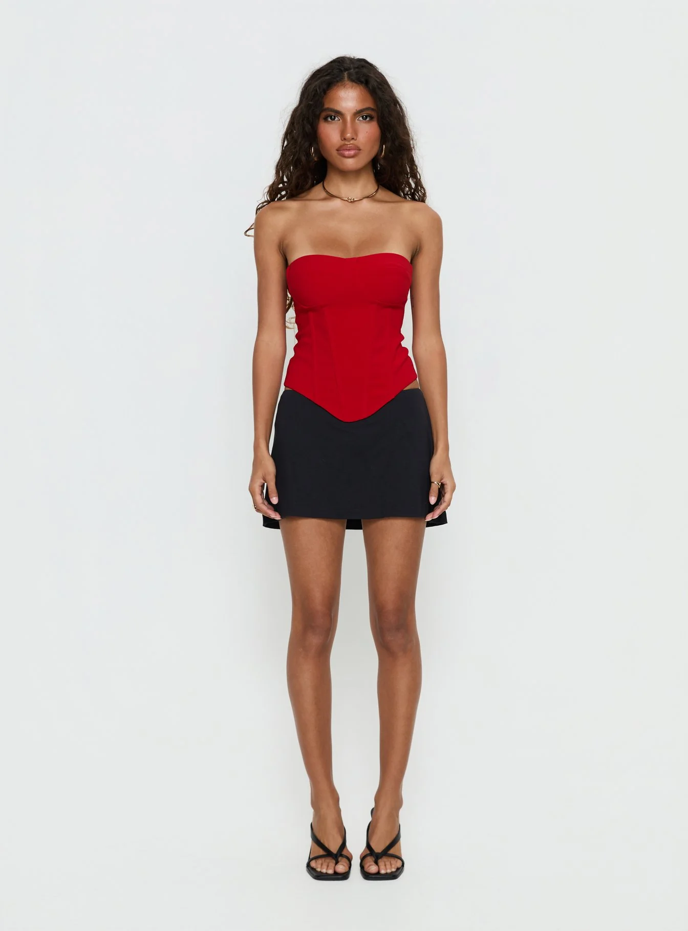 Chevon Strapless Corset Top Red - Image 7