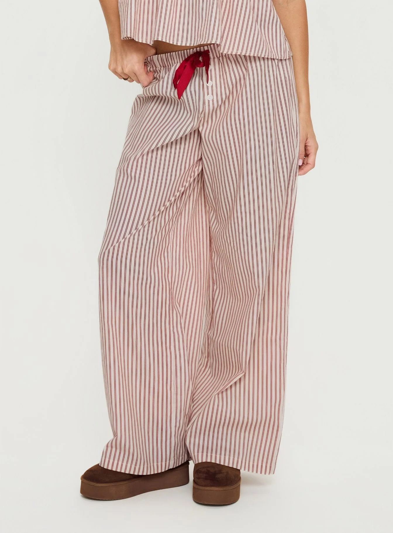 Chill Club Sleep Relaxed Pants Red / White Stripe - Image 2