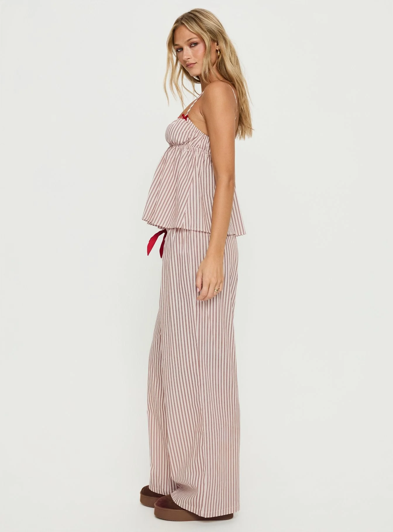 Chill Club Sleep Relaxed Pants Red / White Stripe - Image 4