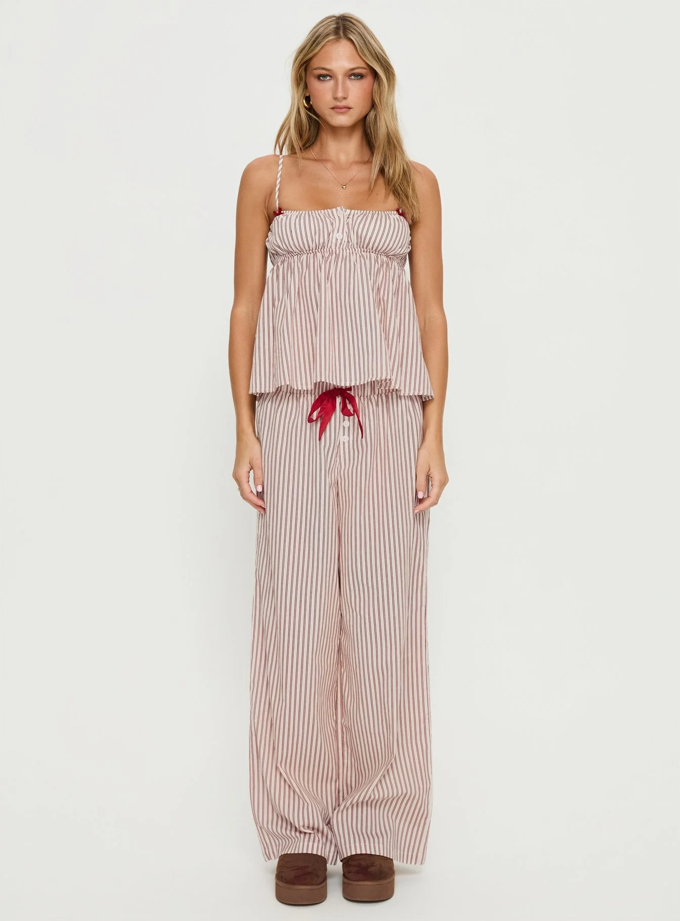 Chill Club Sleep Relaxed Pants Red / White Stripe - Image 7