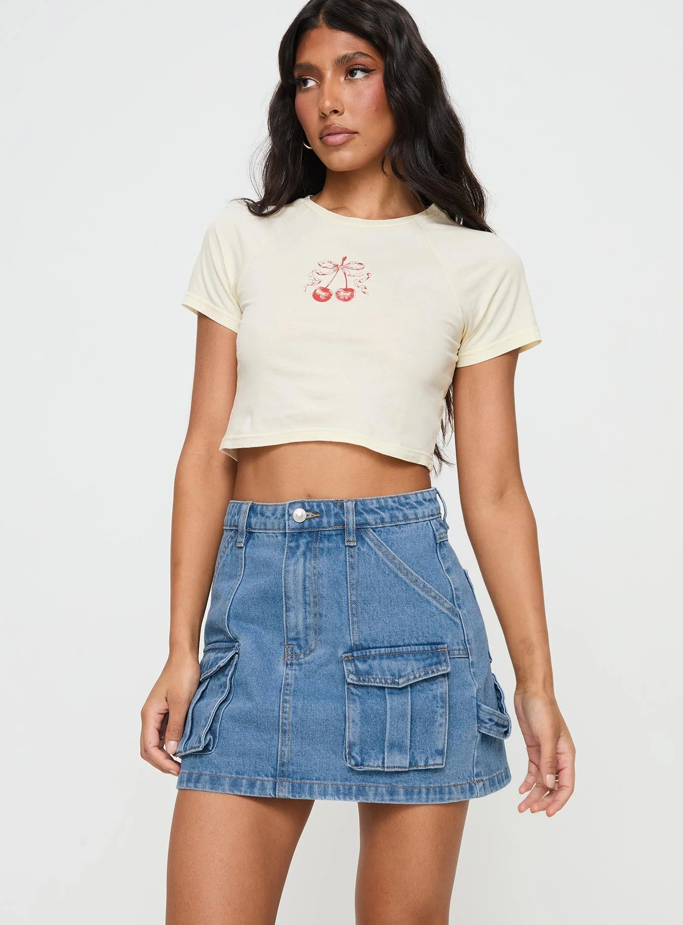 Chillders Denim Mini Skirt Mid Wash Tall - Image 2