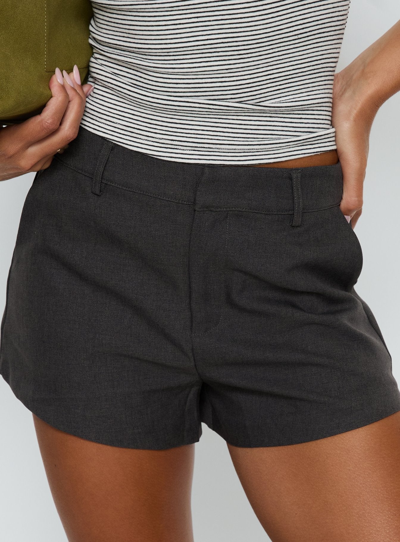 Chivon A Line Tailored Shorts Grey - Image 5