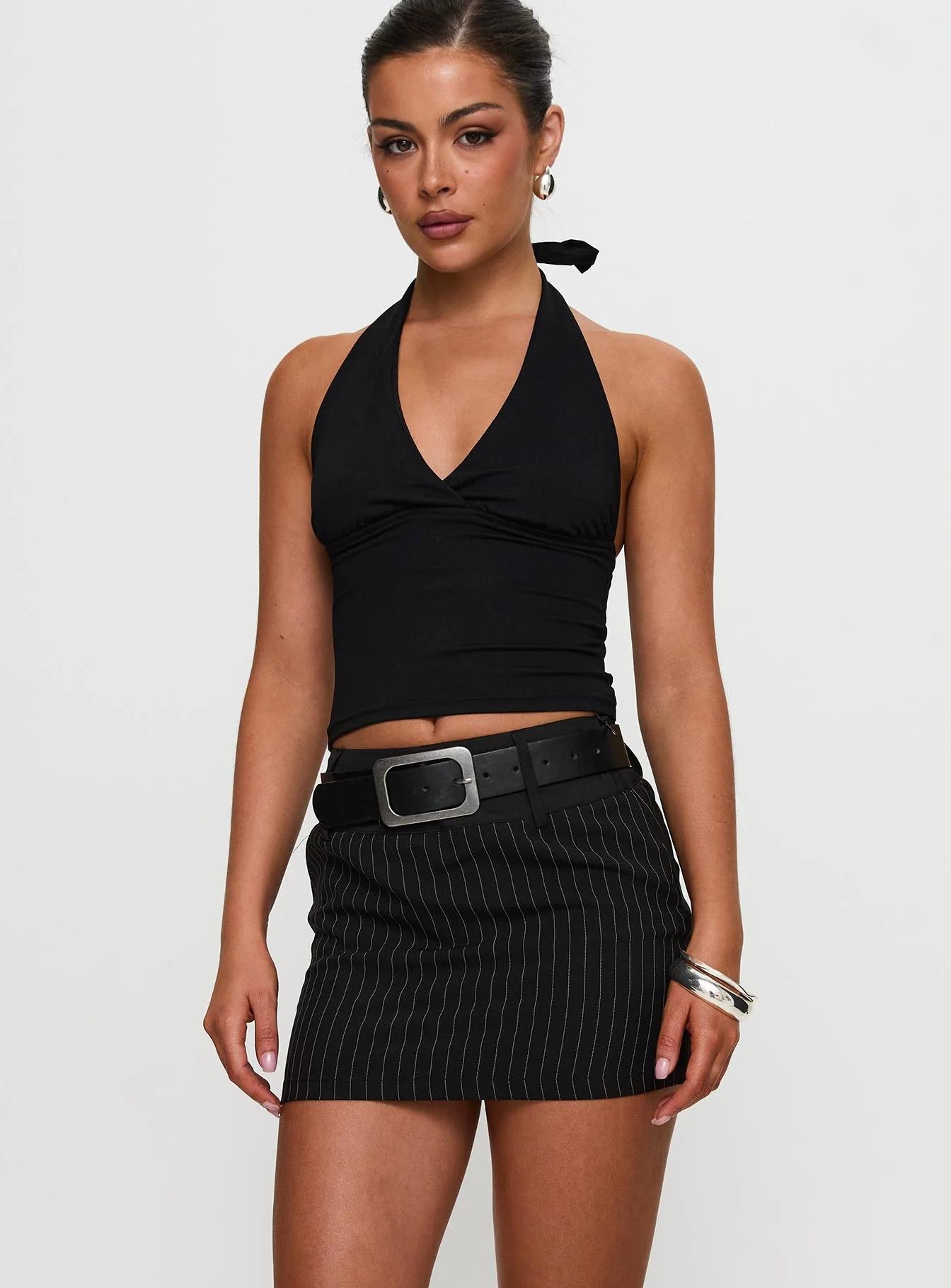 Christel Pinstripe Skort Black - Image 2
