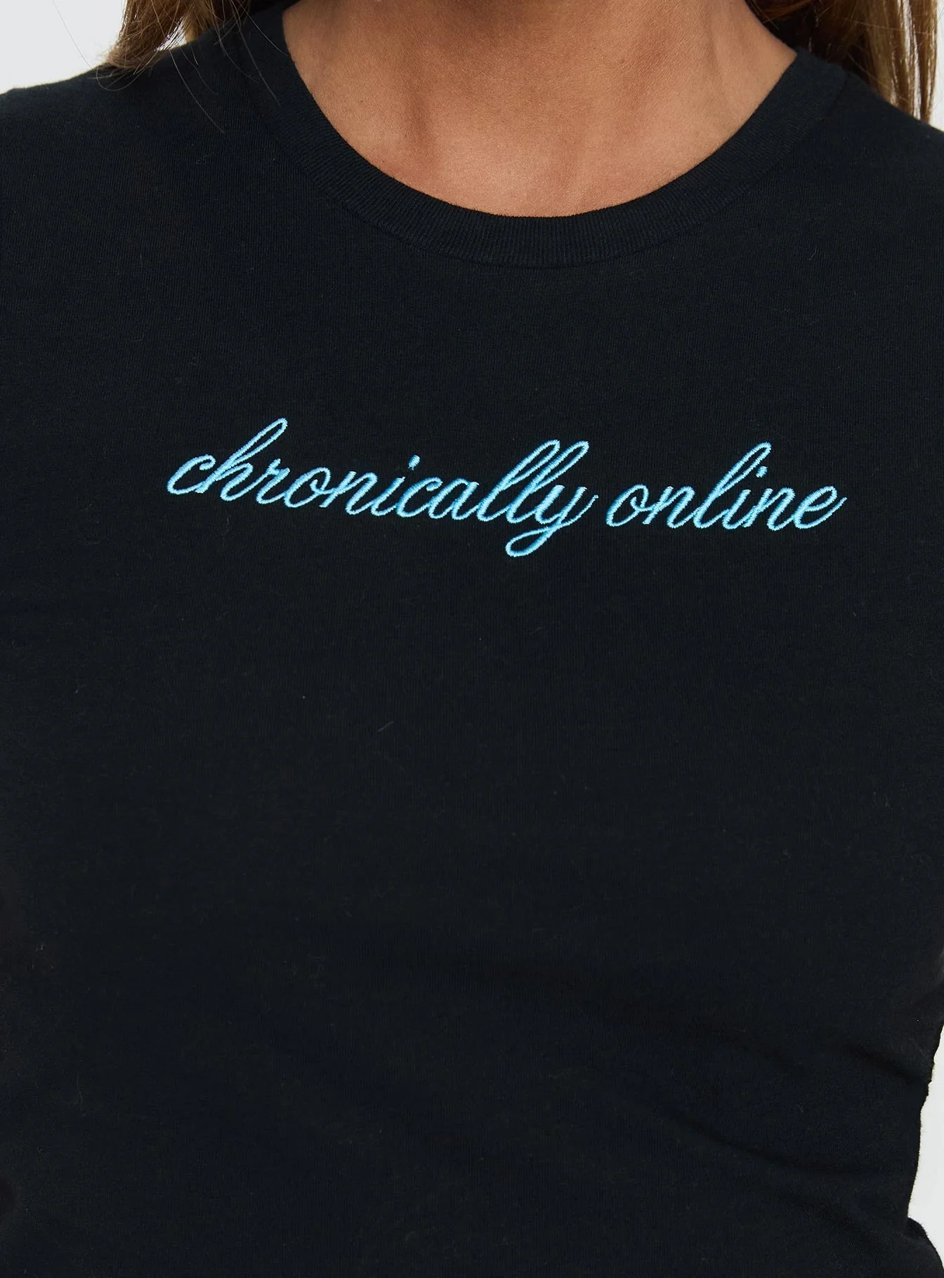 Chronically Online Graphic Top Black - Image 5