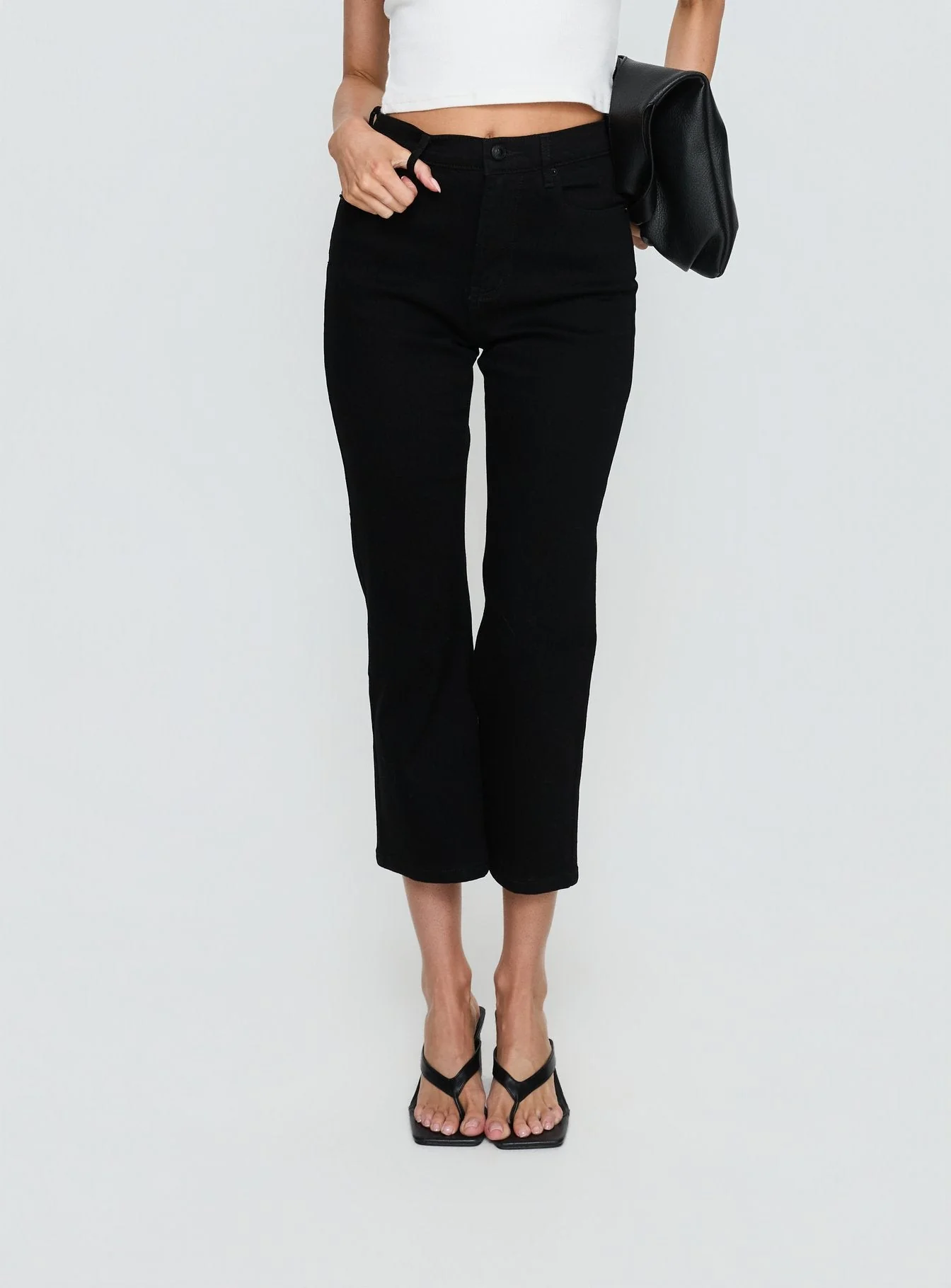 Cindee High Rise Cropped Jeans Jet Black - Image 2