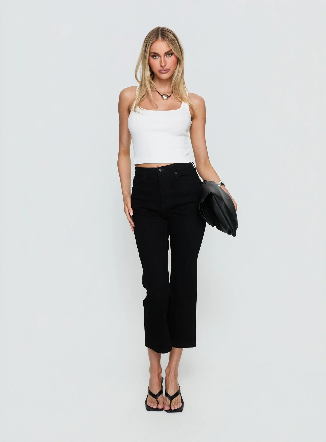 Cindee High Rise Cropped Jeans Jet Black - Image 3
