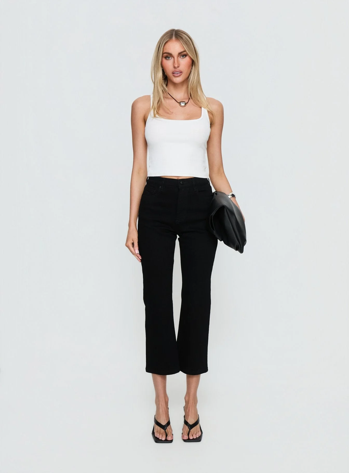 Cindee High Rise Cropped Jeans Jet Black - Image 7