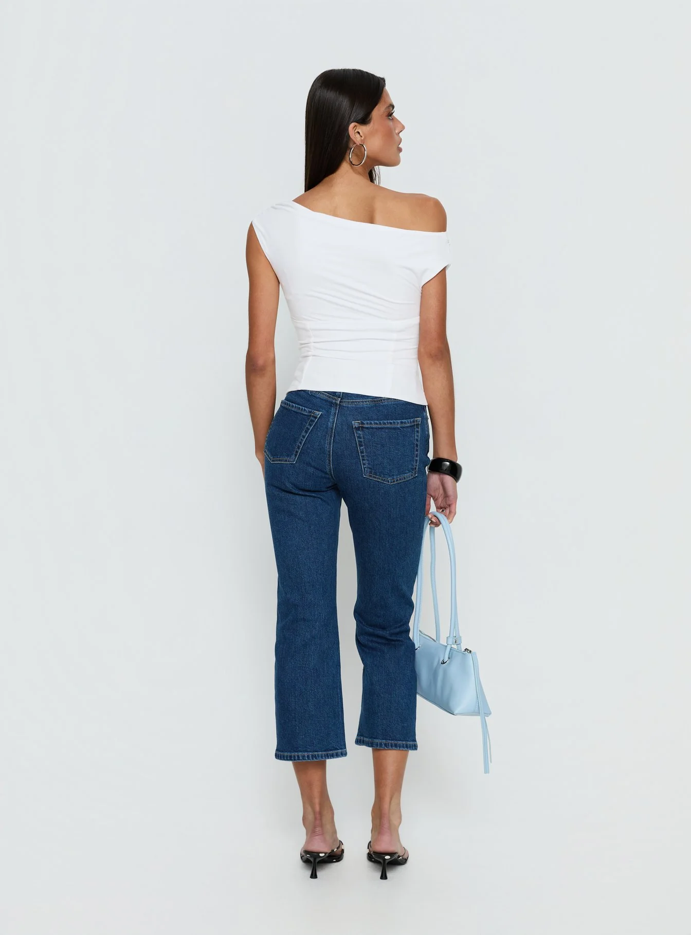 Cindee High Rise Cropped Jeans Mid Blue Wash - Image 5
