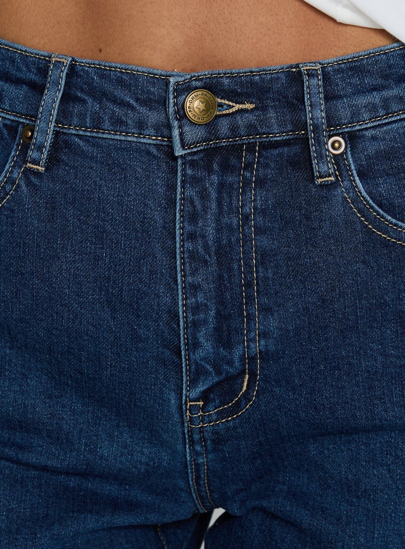 Cindee High Rise Cropped Jeans Mid Blue Wash - Image 6