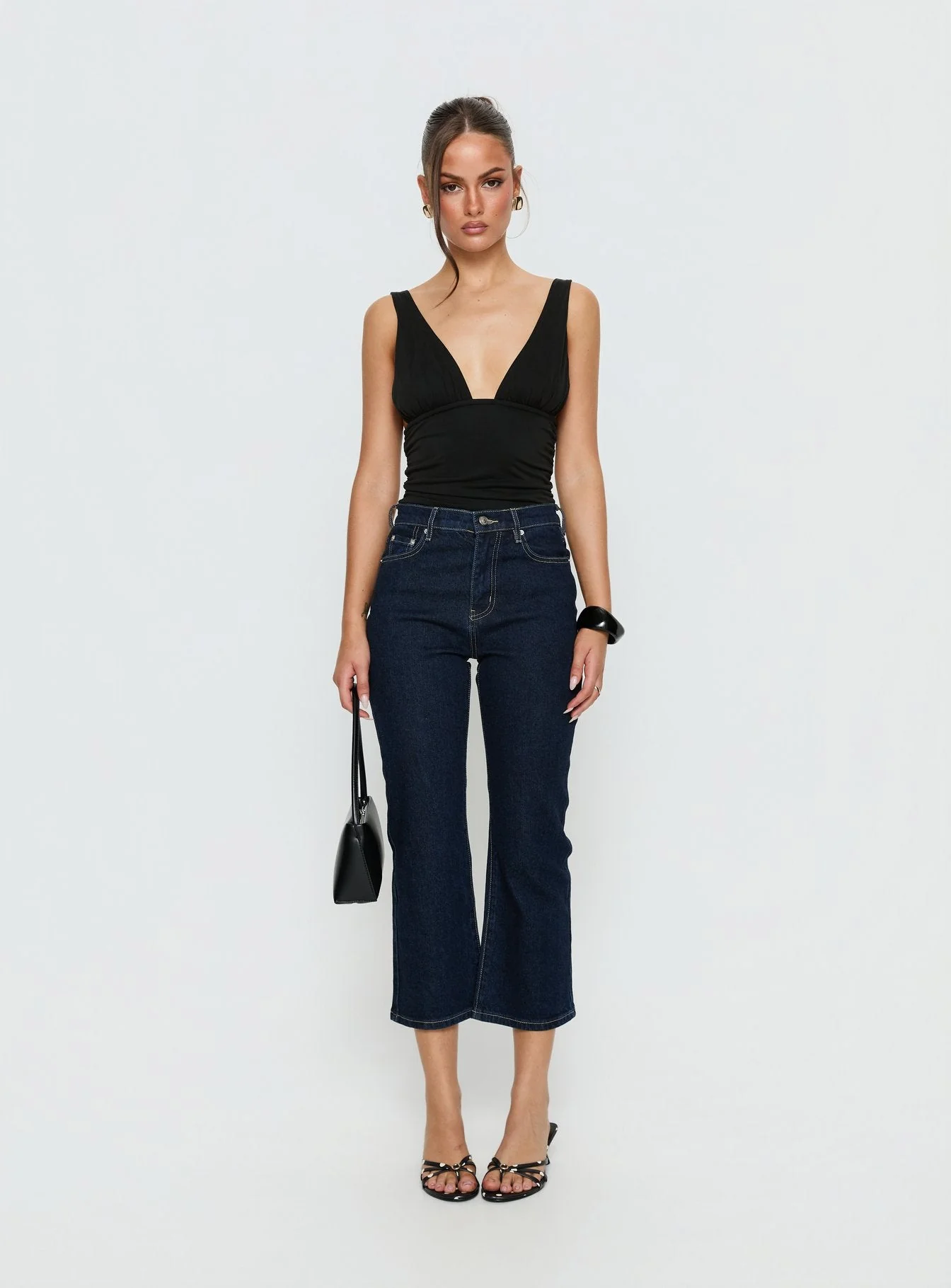 Cindee High Rise Cropped Jeans Raw Indigo - Image 7