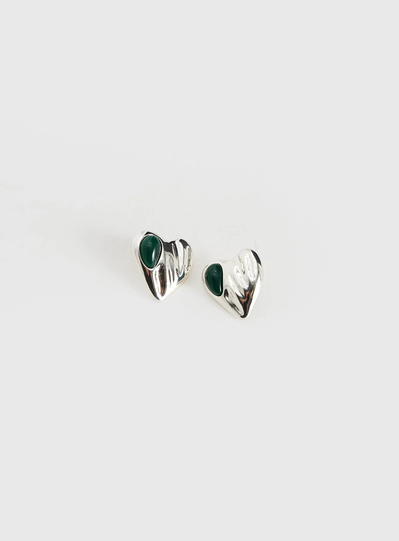 Citrah Heart Stud Earrings Silver - Image 3