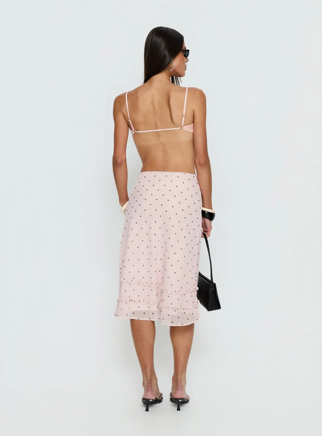 Clarabella Frill Midi Skirt Pink Polka Dot - Image 5