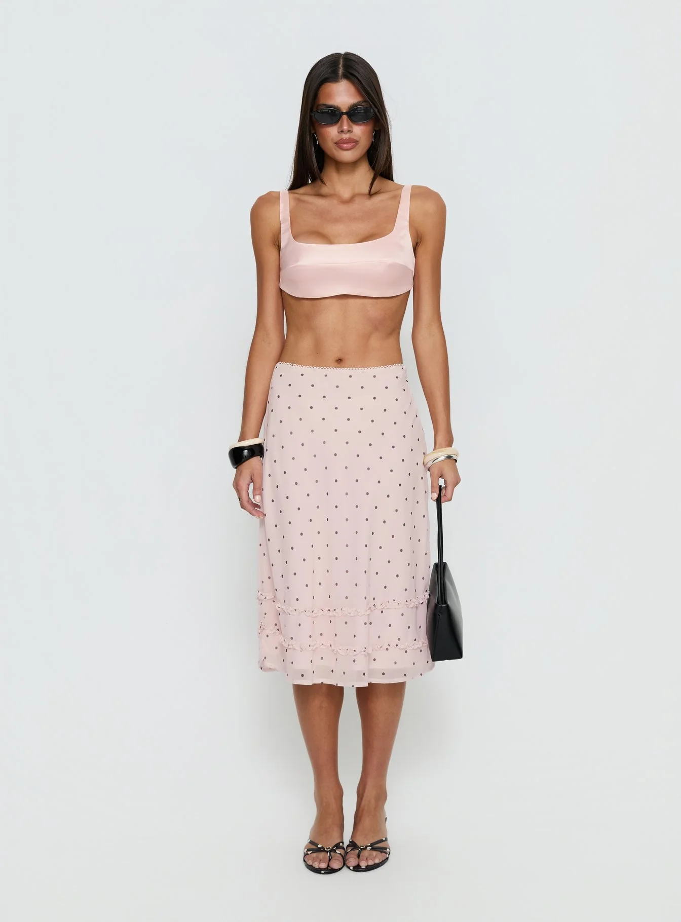 Clarabella Frill Midi Skirt Pink Polka Dot - Image 7