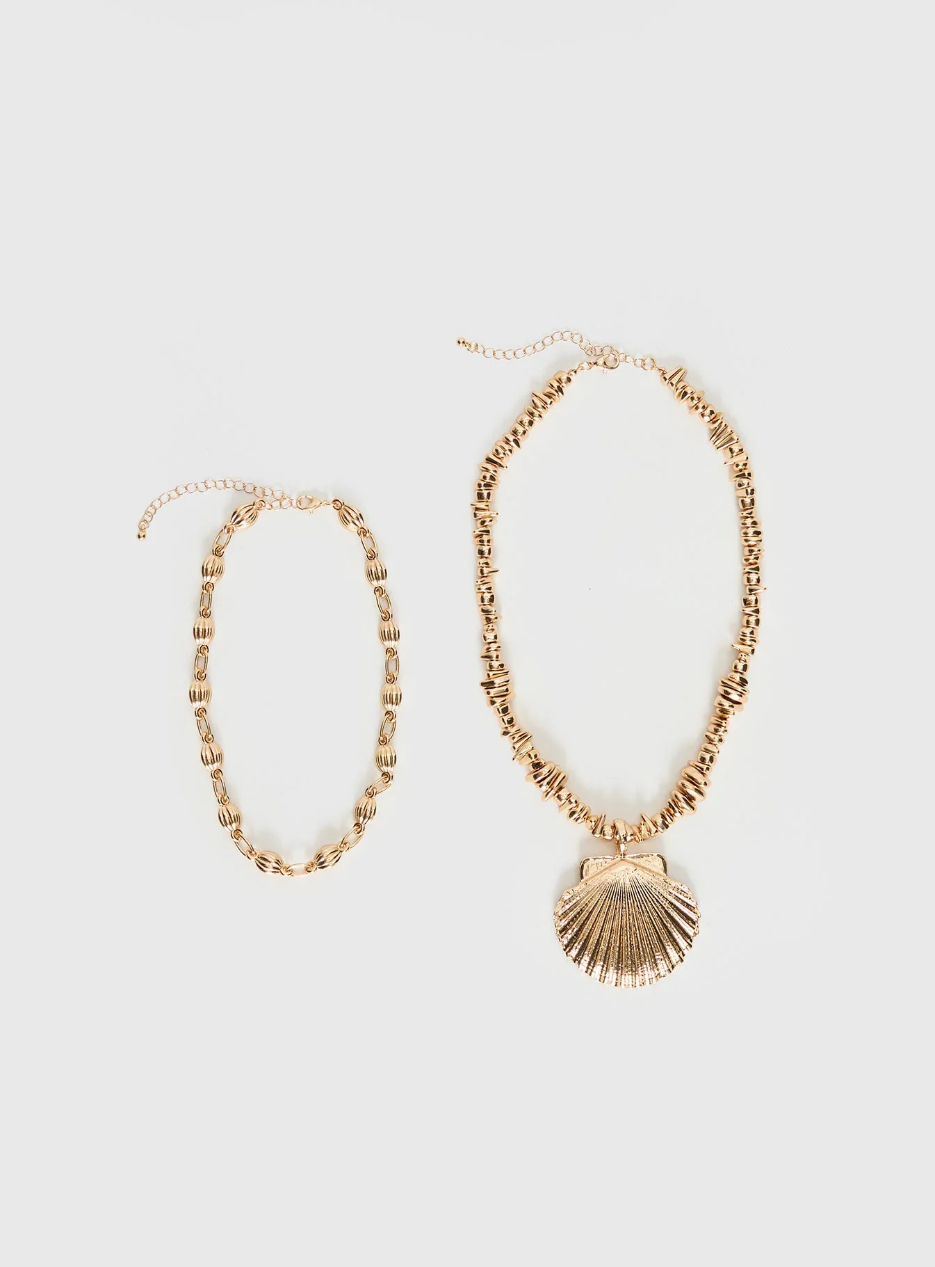Clear Vision Shell Layered Necklace Gold - Image 2