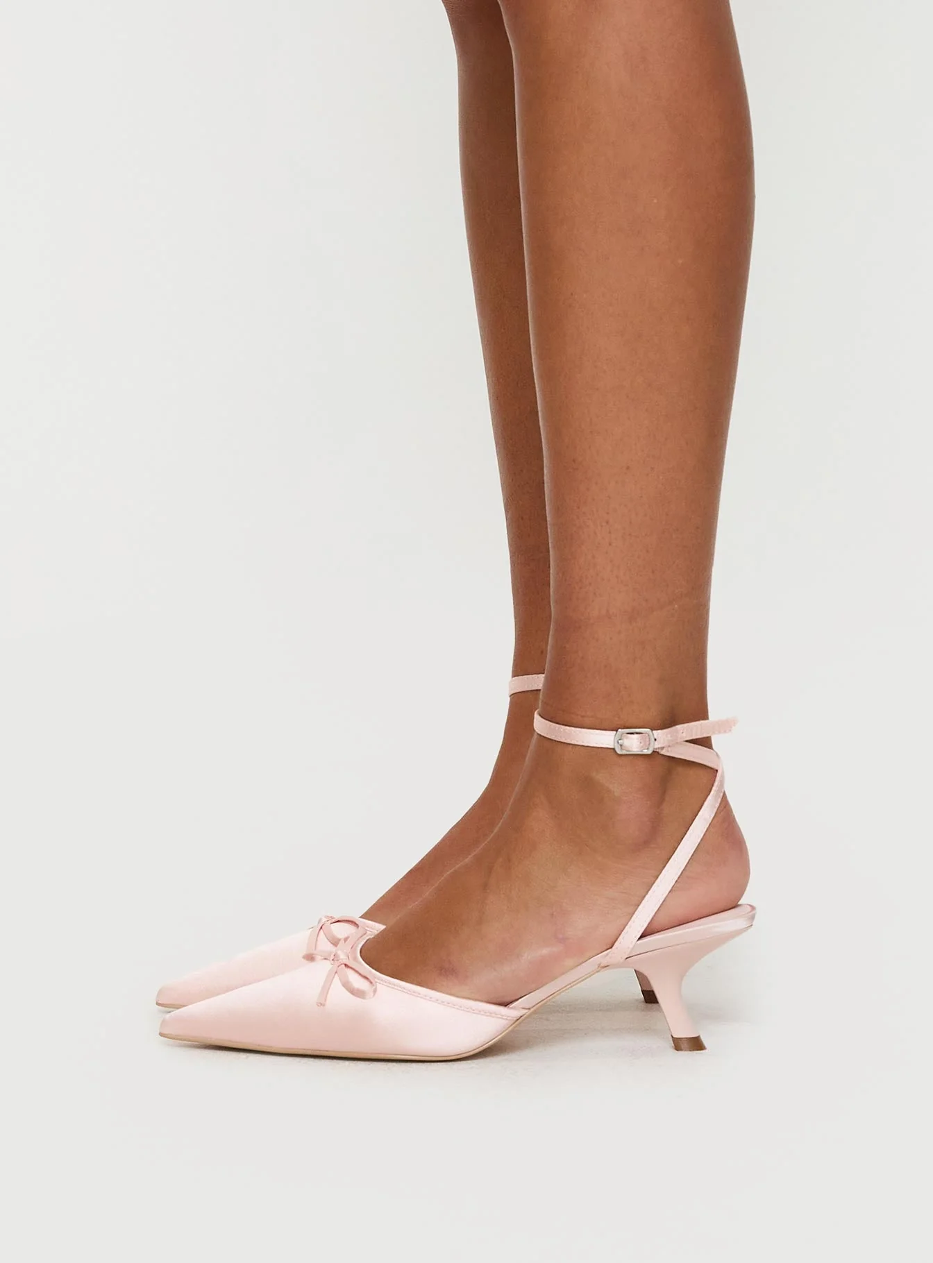 Clio Satin Pointed Toe Heels Baby Pink - Image 3