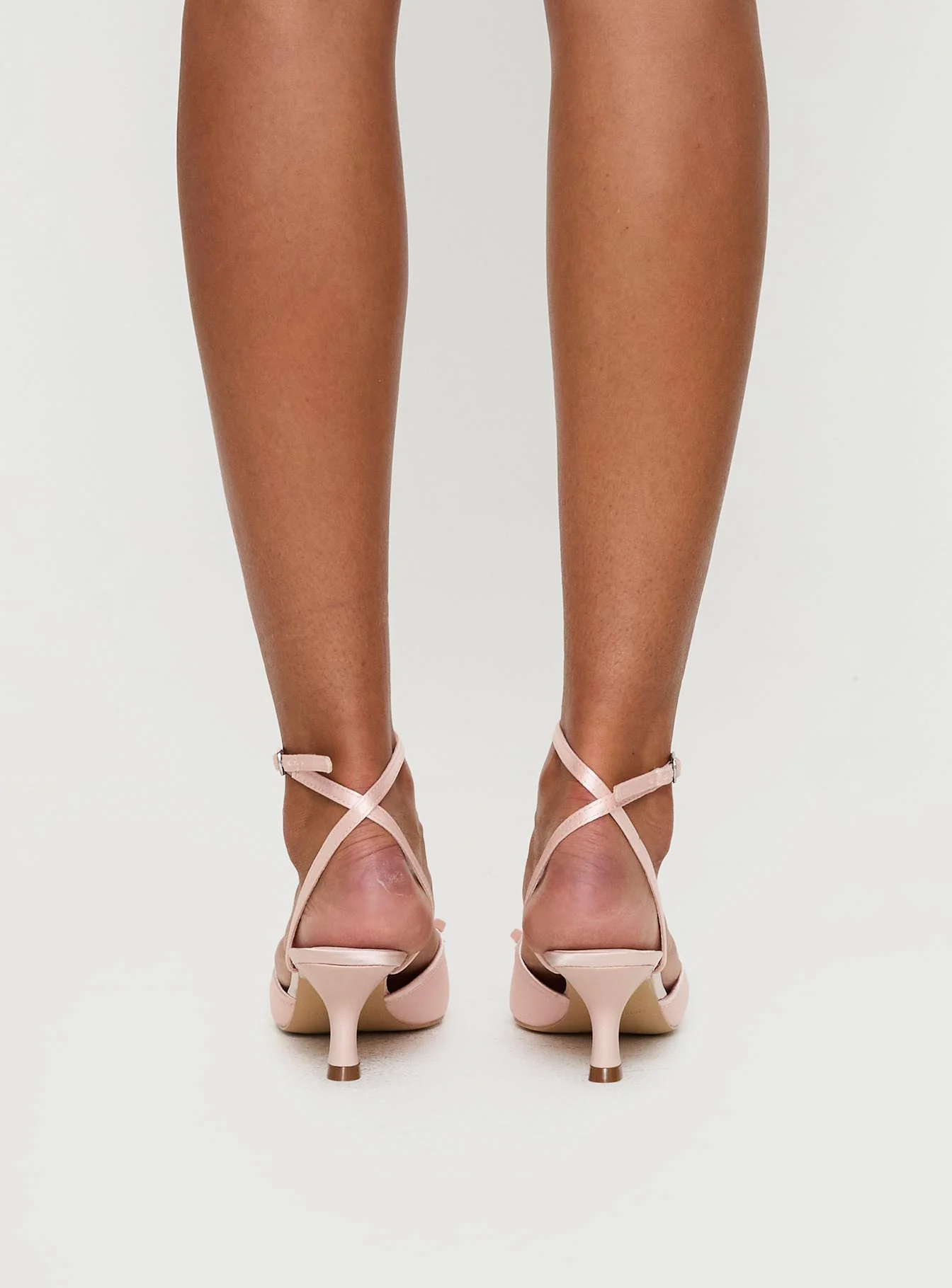 Clio Satin Pointed Toe Heels Baby Pink - Image 4