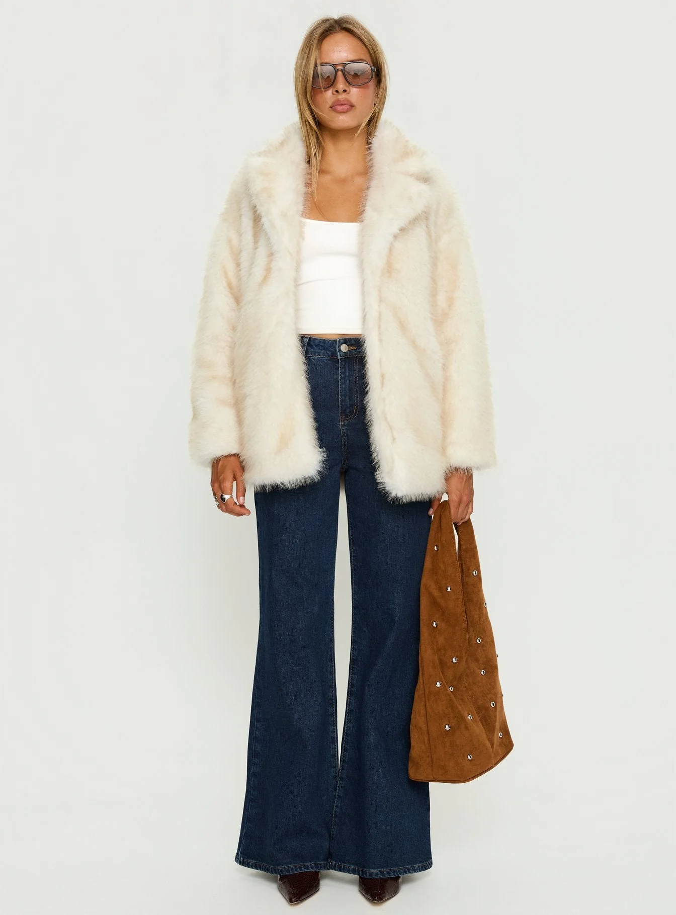 Clova Faux Fur Coat White - Image 7