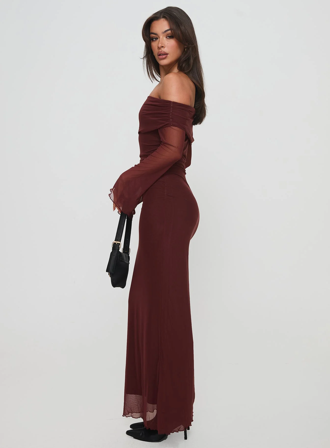 Consideration Long Sleeve Maxi Dress Chocolate - Image 3