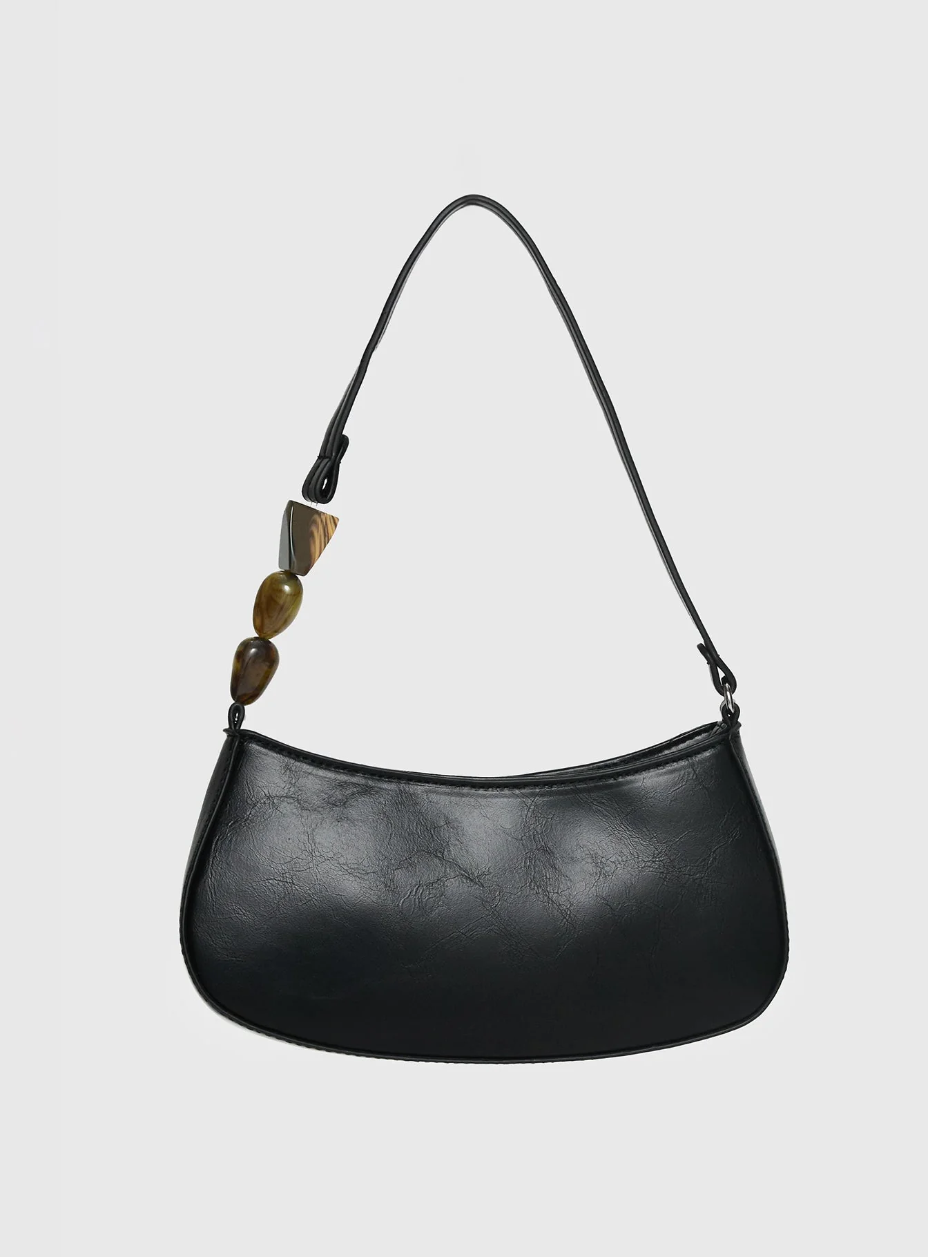 Contradiction Bead Detail Shoulder Bag Black - Image 2