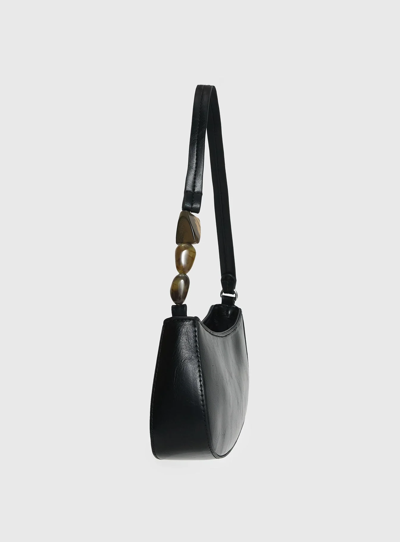 Contradiction Bead Detail Shoulder Bag Black - Image 4