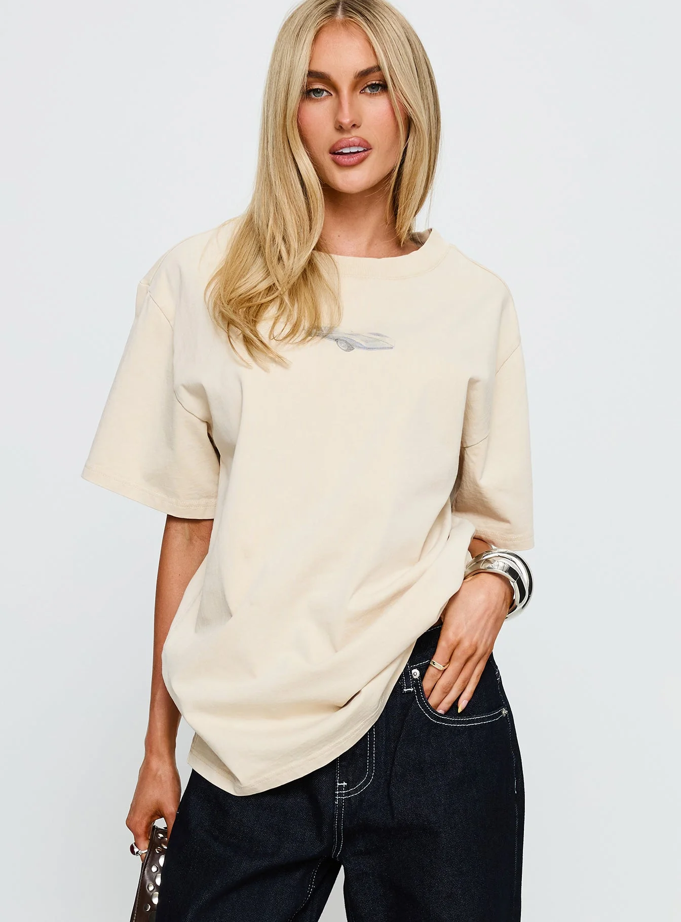 Corvette Classics Oversized Graphic Top Beige - Image 2