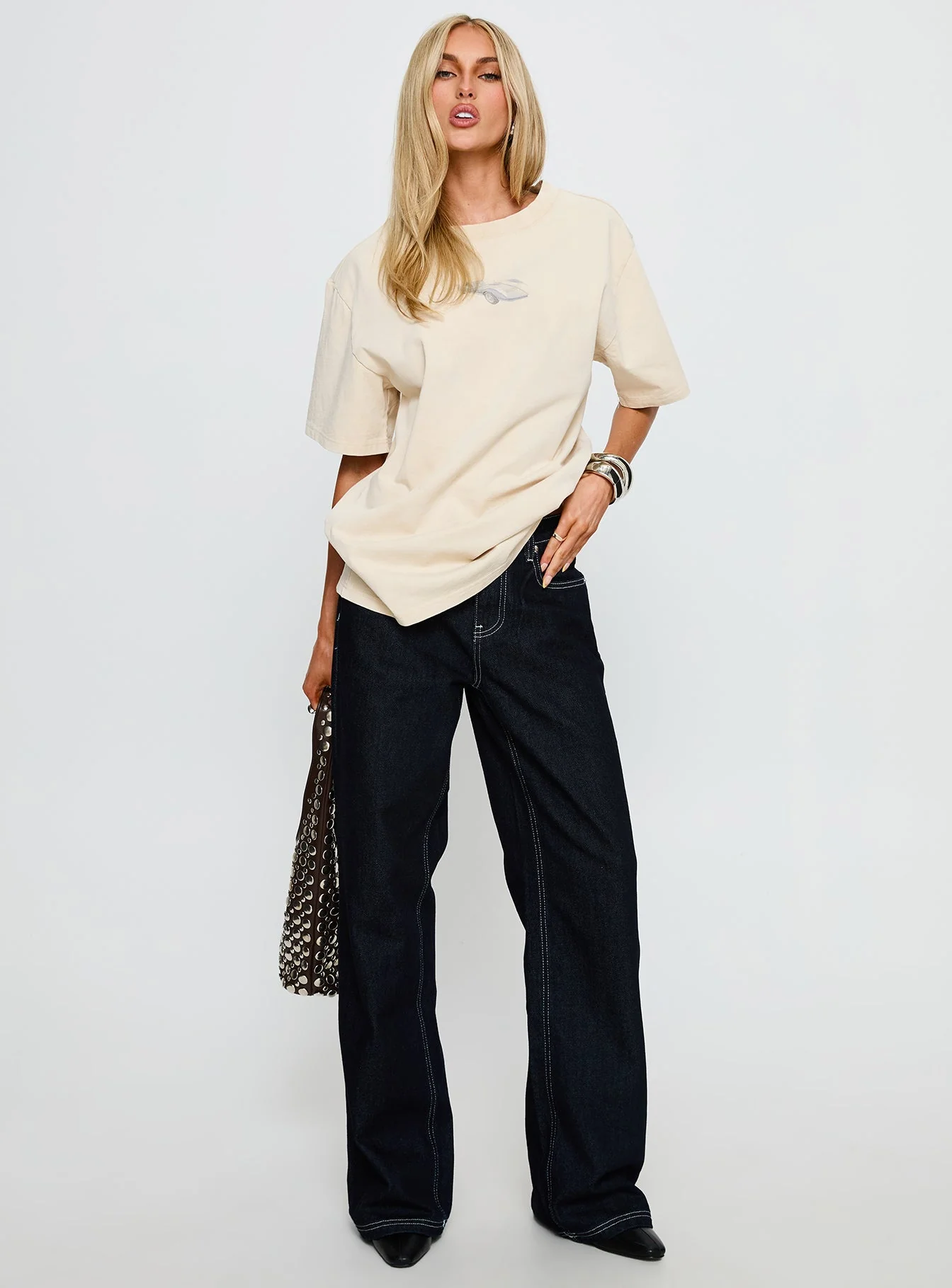 Corvette Classics Oversized Graphic Top Beige - Image 3