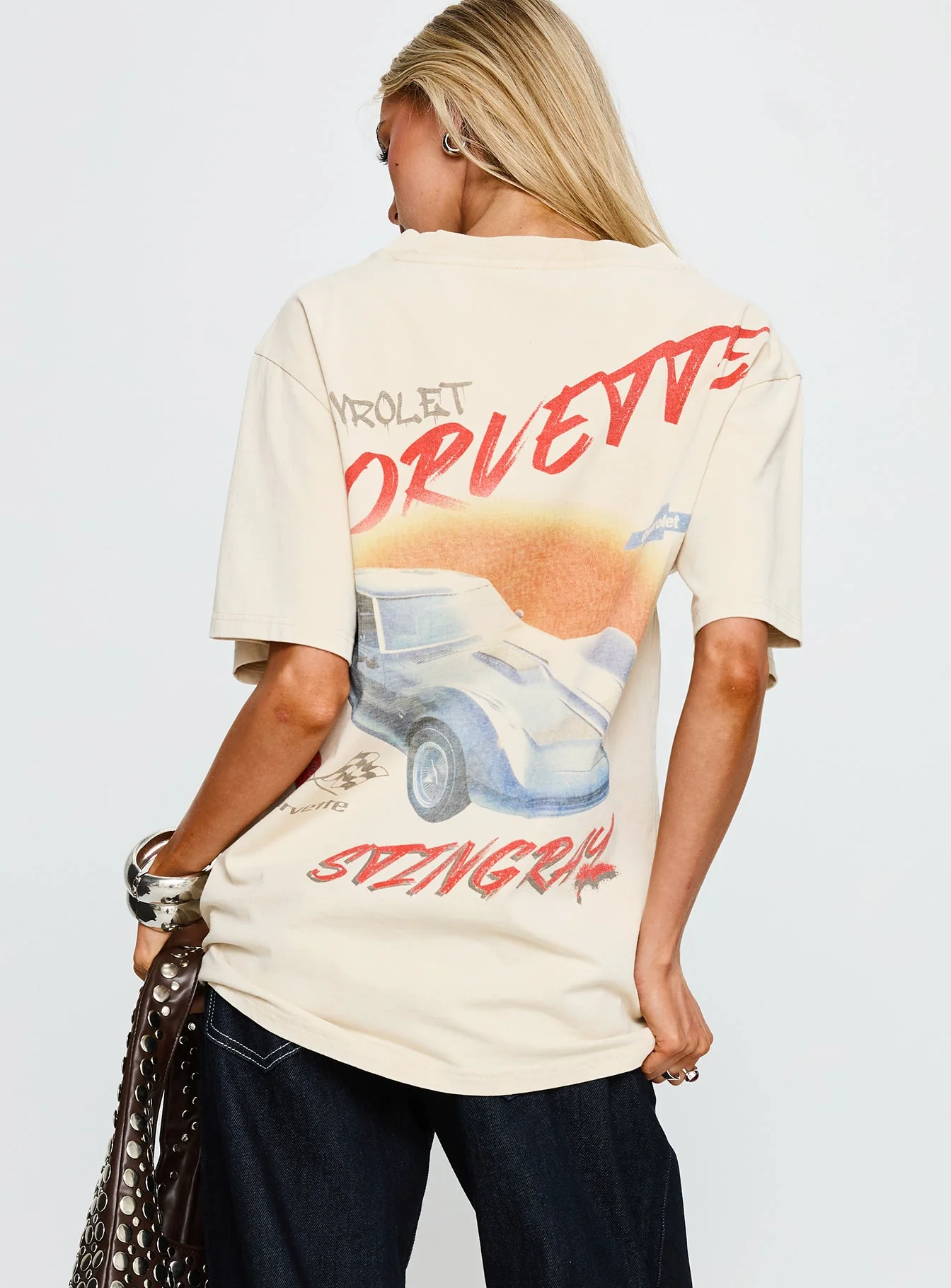 Corvette Classics Oversized Graphic Top Beige - Image 5