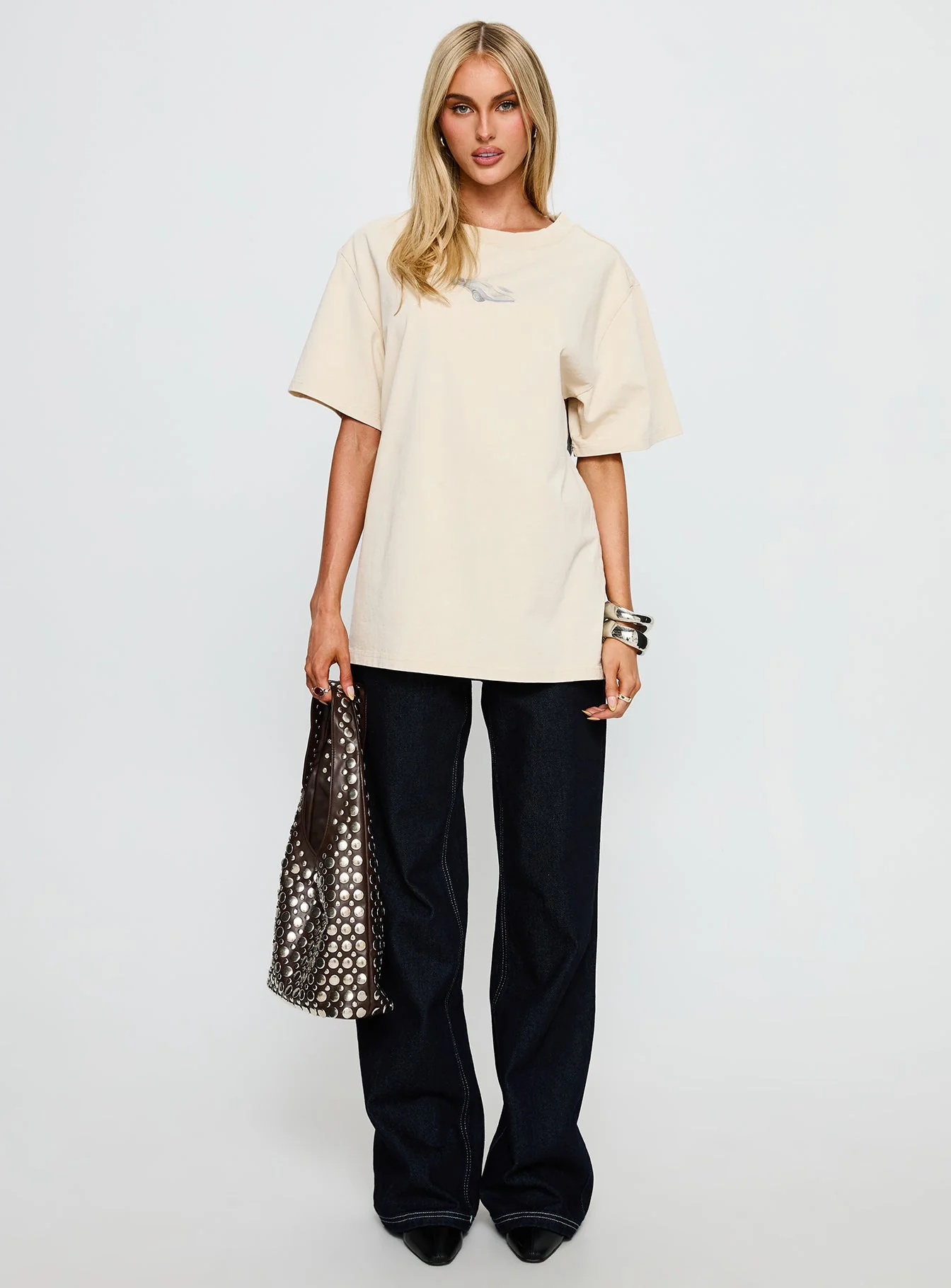 Corvette Classics Oversized Graphic Top Beige - Image 7