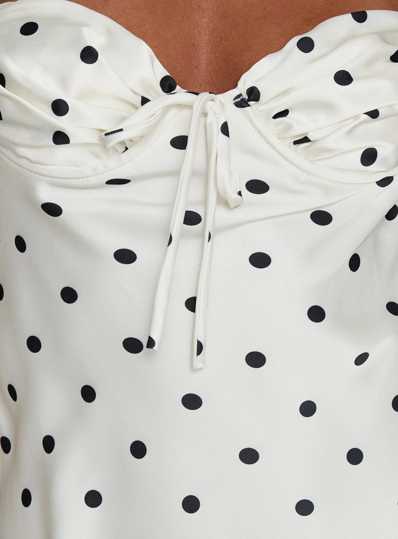 Costella Halter Satin Maxi Dress Cream Polka Dot - Image 6