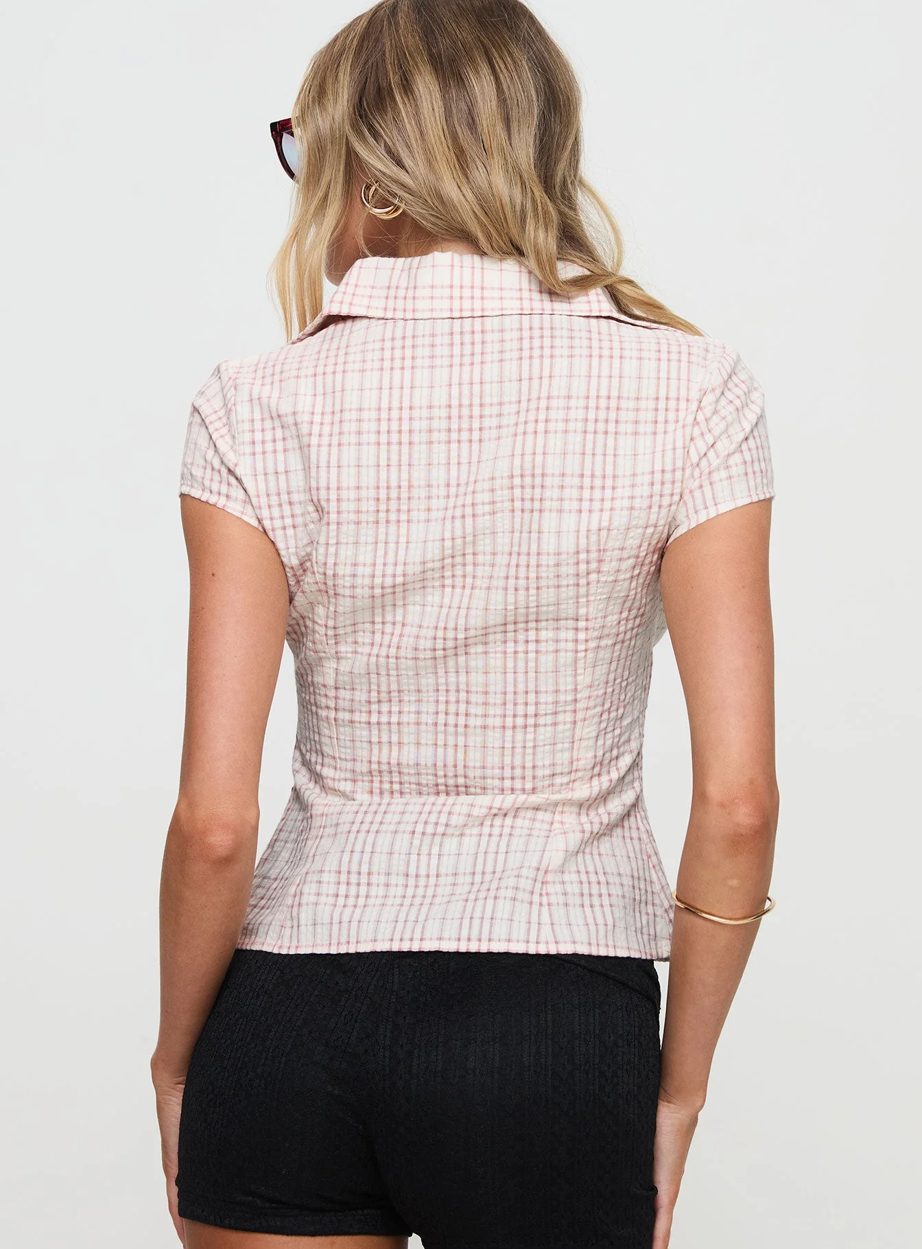 Cottesloe Blouse Top Pink Check - Image 5