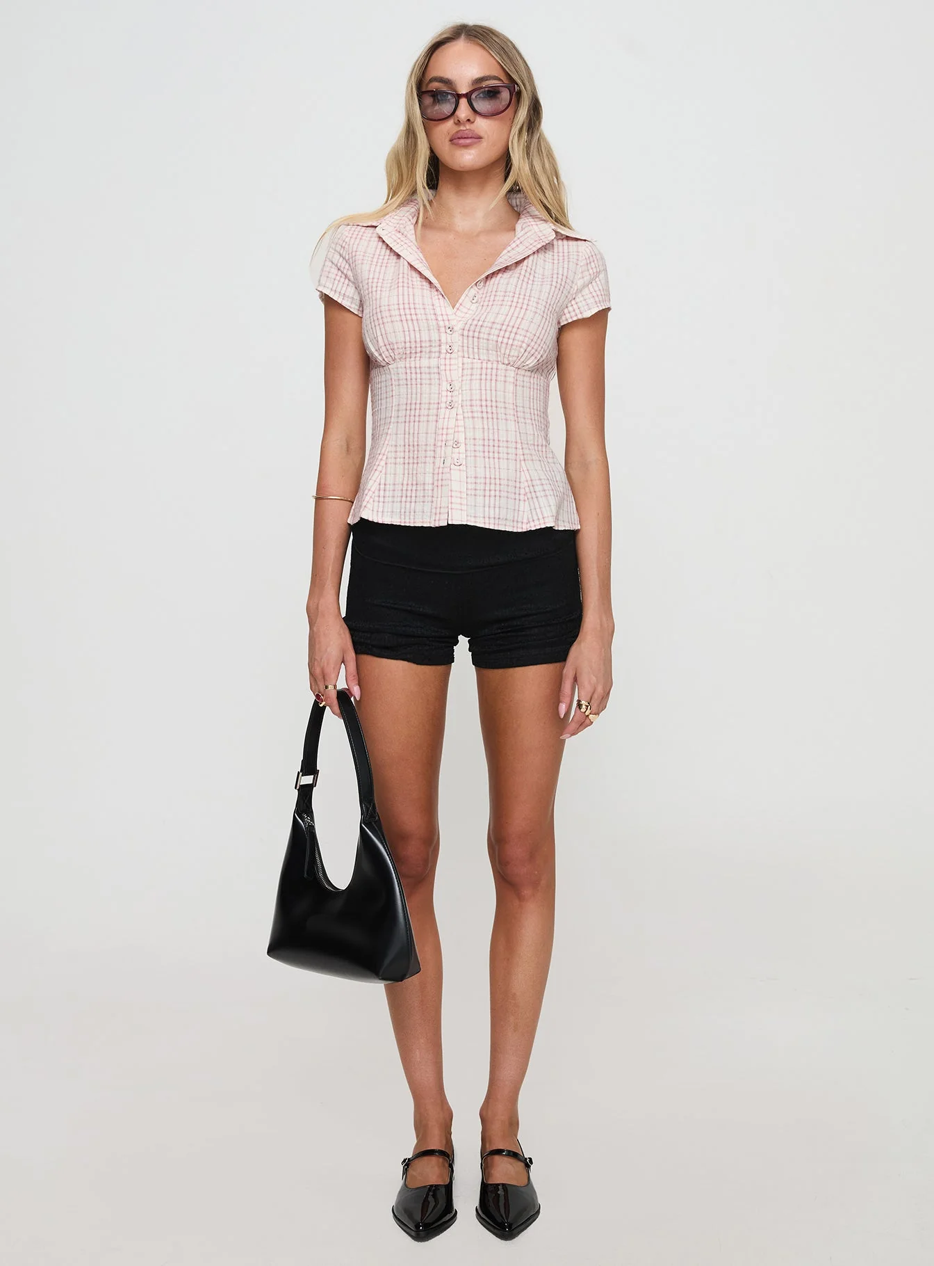Cottesloe Blouse Top Pink Check - Image 7