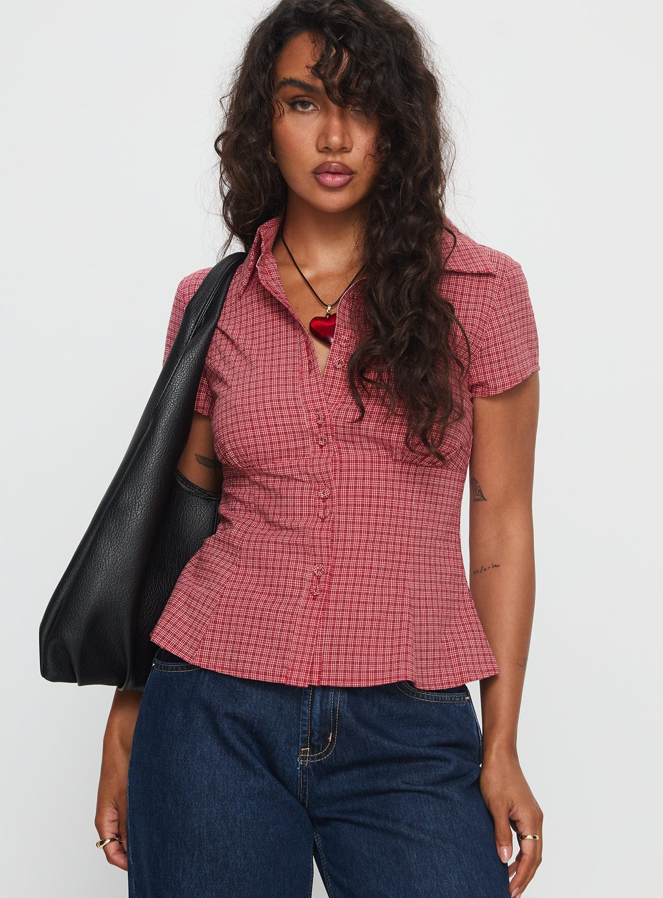 Cottesloe Blouse Top Red Check - Image 2