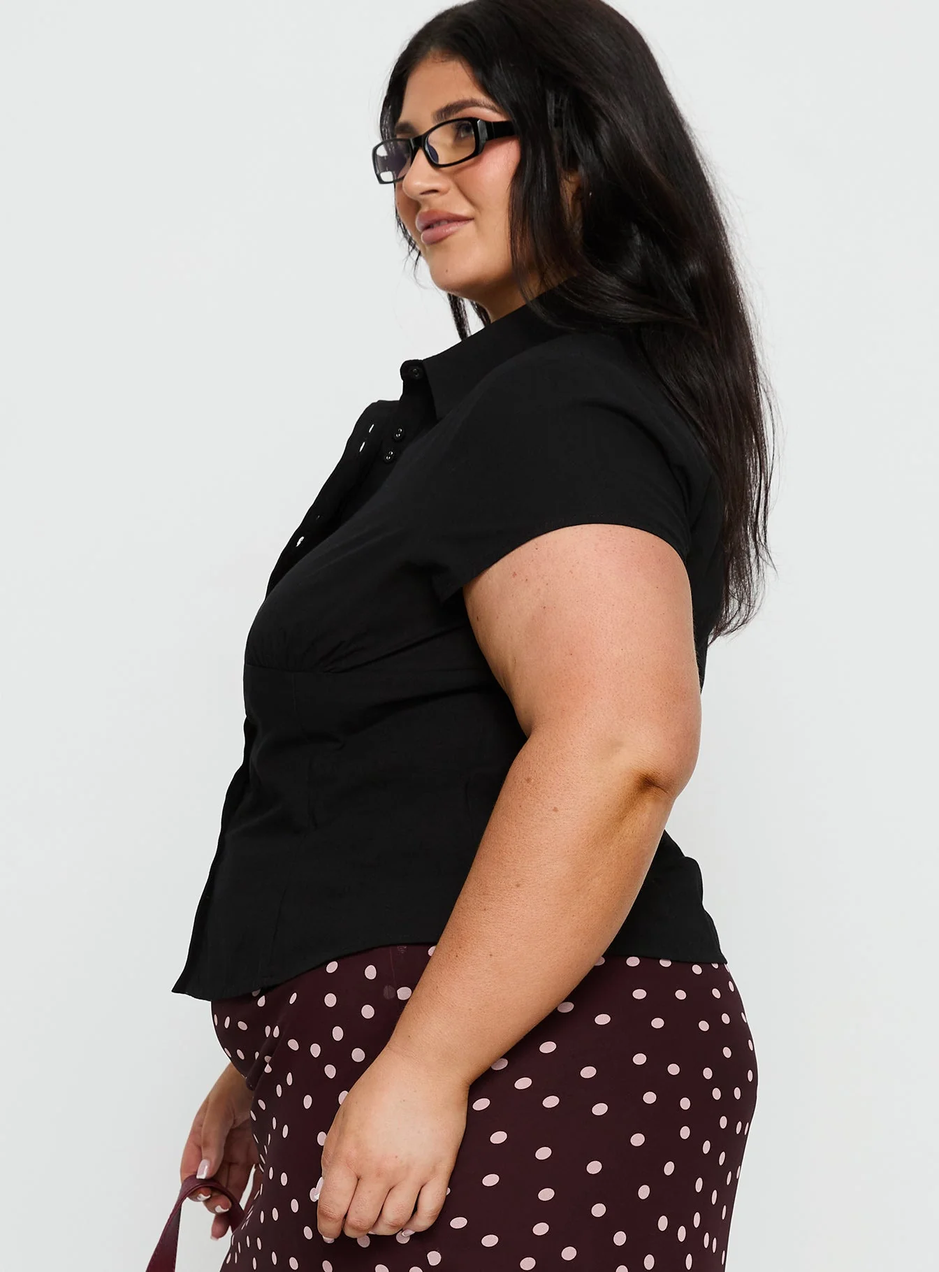 Cottesloe Blouse Top Textured Black Curve - Image 4