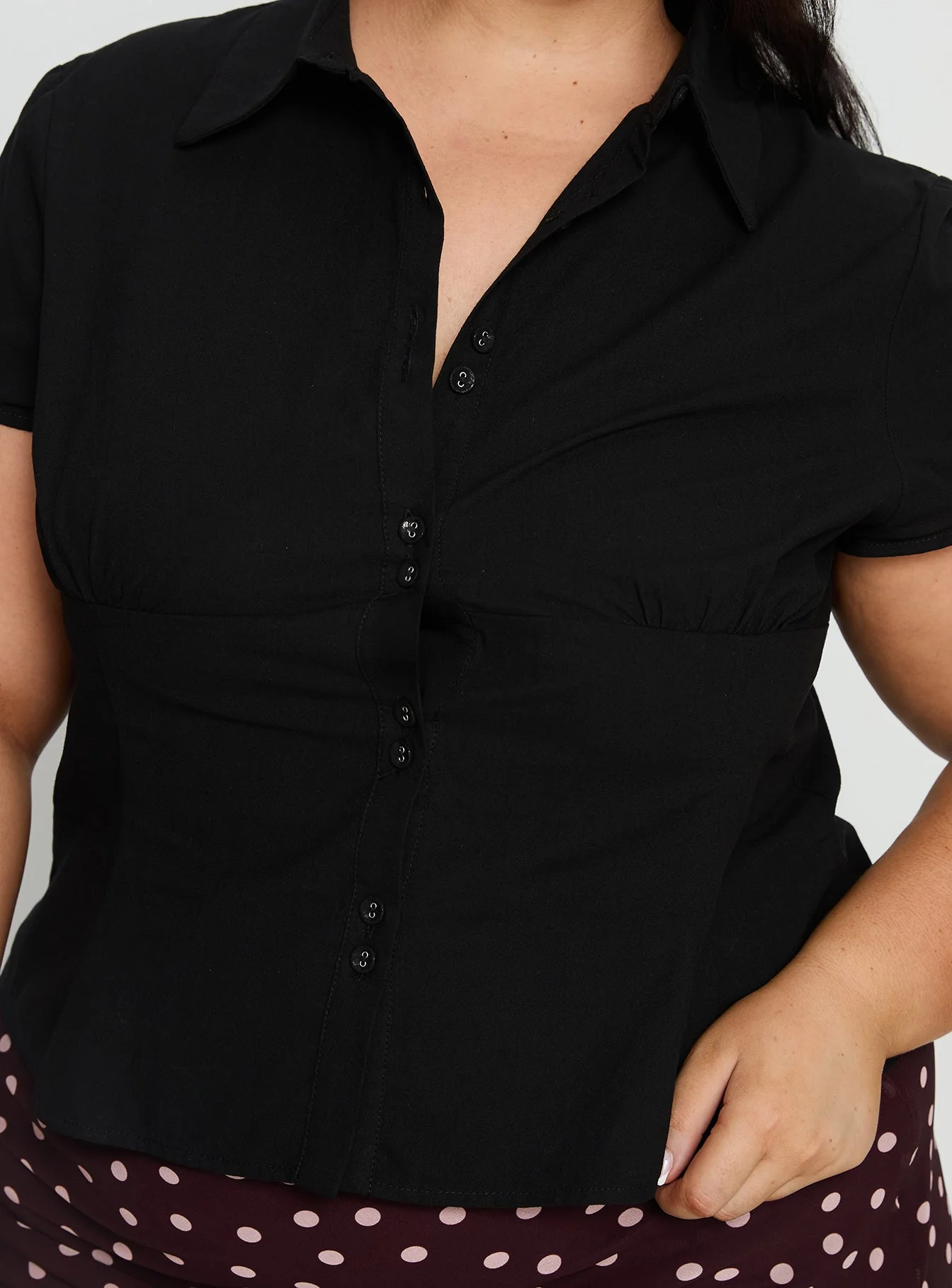 Cottesloe Blouse Top Textured Black Curve - Image 6