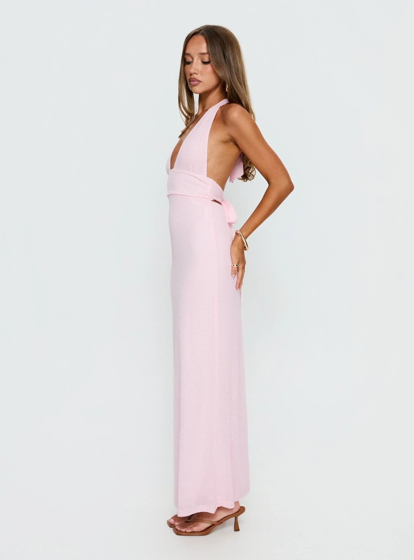 Courteney Halter Maxi Dress Pink - Image 3
