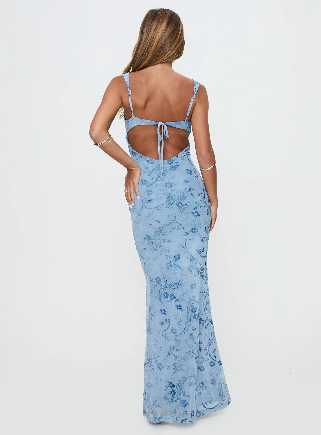 Courtyards Maxi Dress Blue Burnout - Image 4