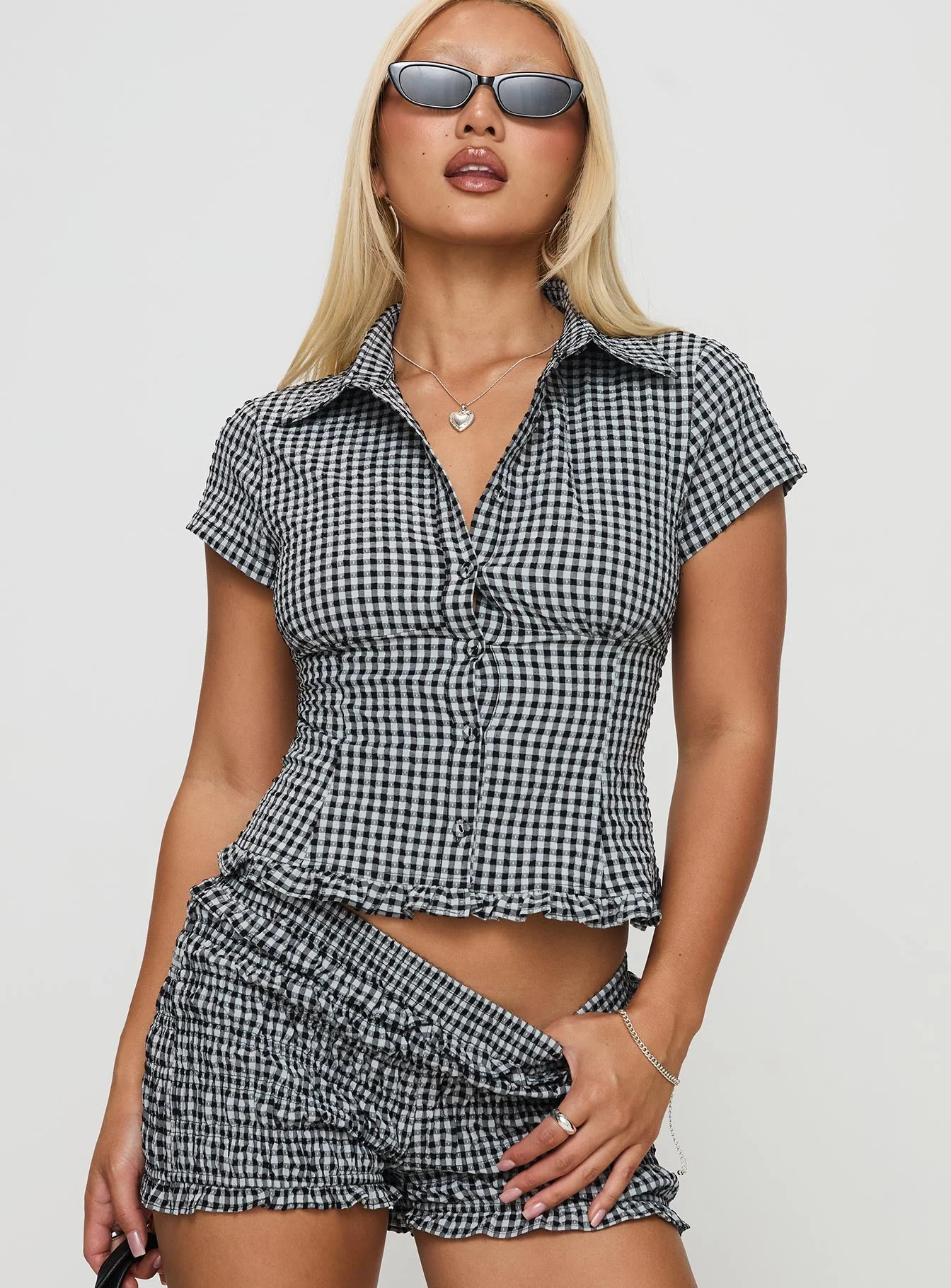 Covey Shirred Puff Sleeve Top Multi - Image 2