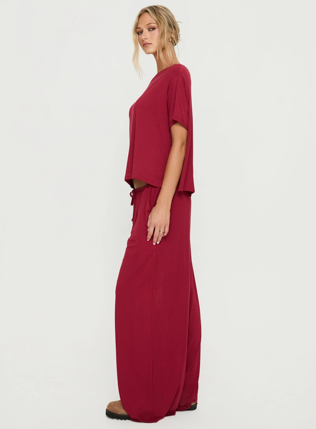Cozy Hour Sleep Relaxed Pants Red - Image 4