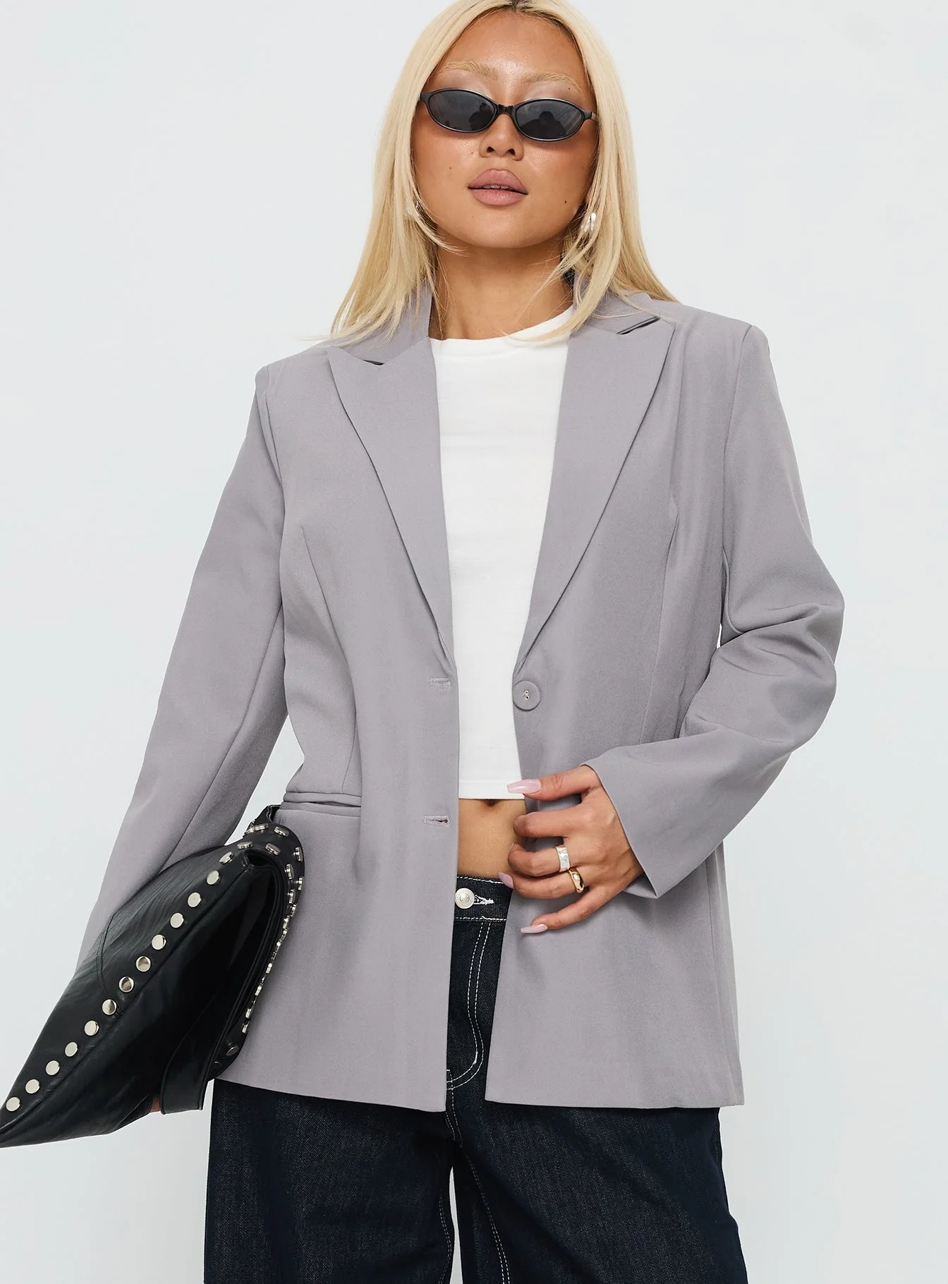 Crowd Pleaser Oversized Blazer Grey - Image 2