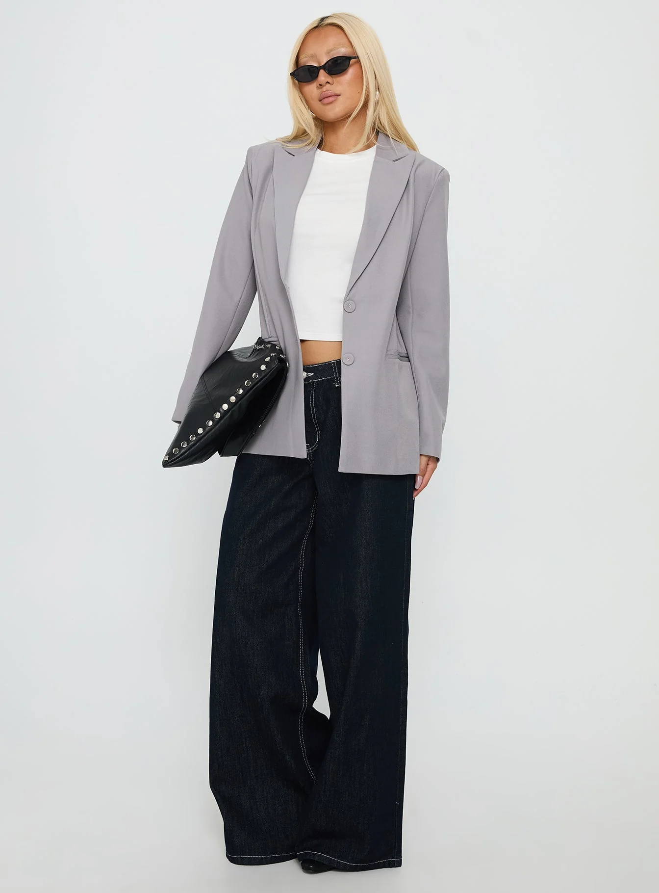 Crowd Pleaser Oversized Blazer Grey - Image 3
