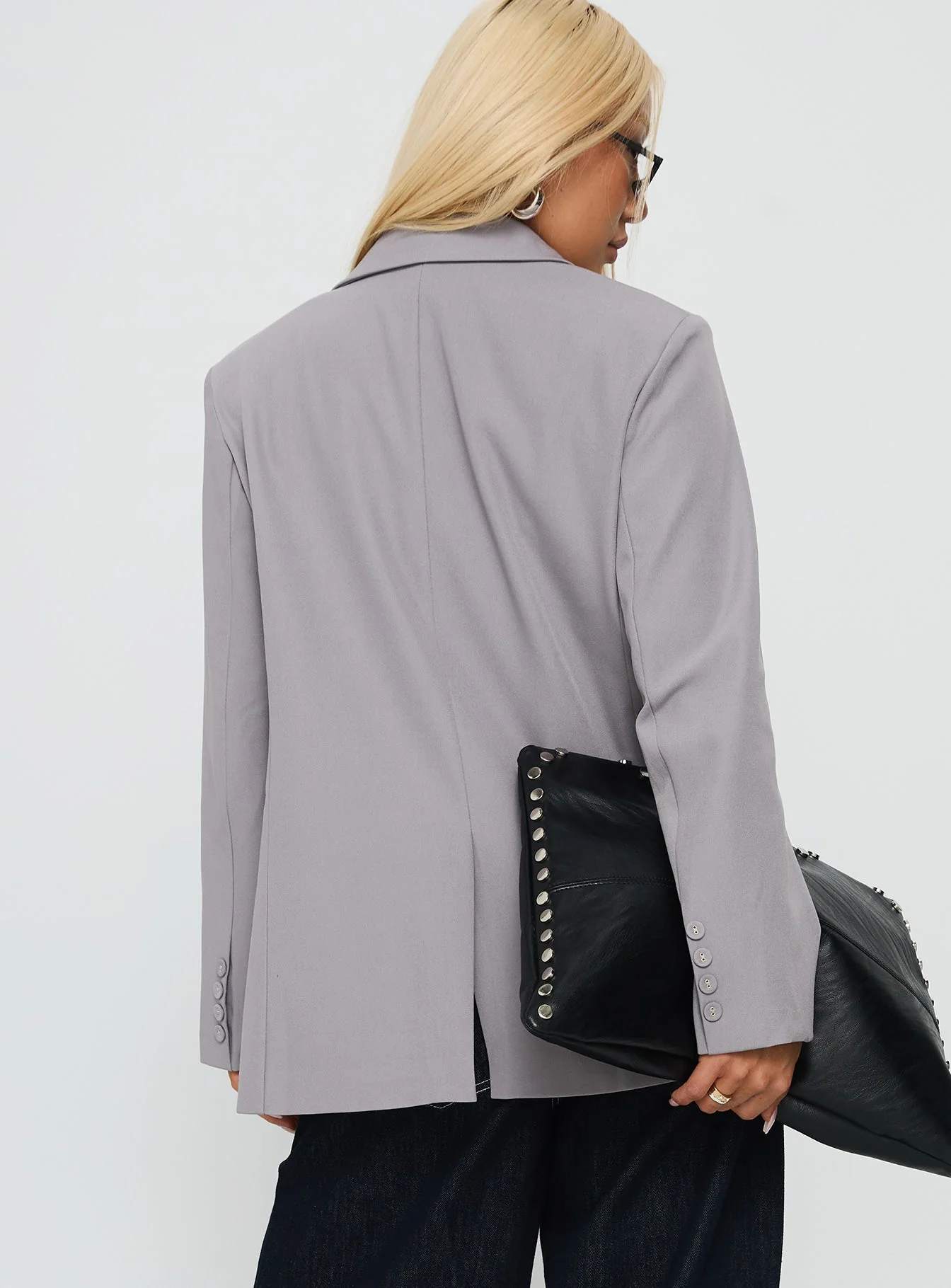 Crowd Pleaser Oversized Blazer Grey - Image 5