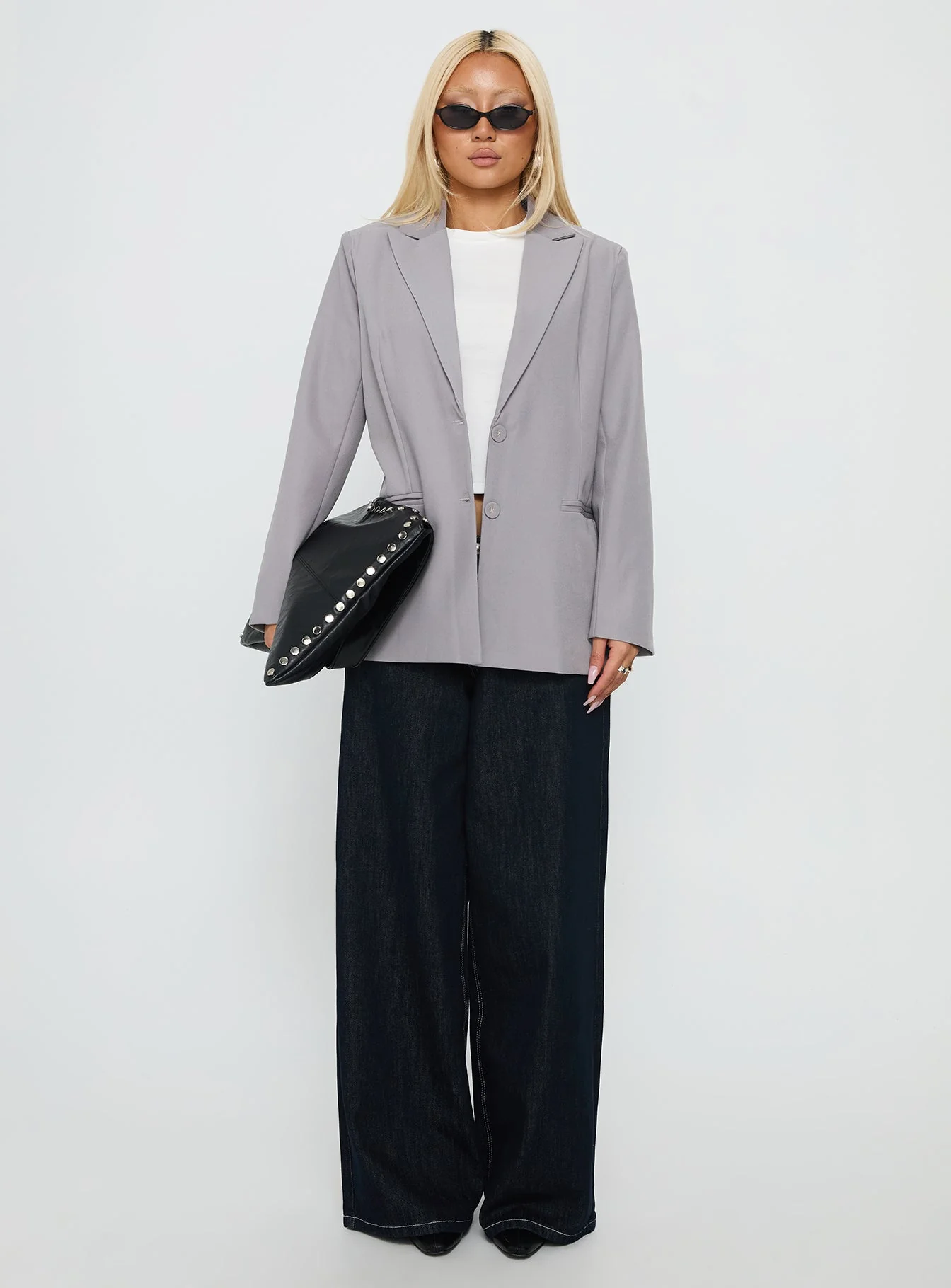 Crowd Pleaser Oversized Blazer Grey - Image 7