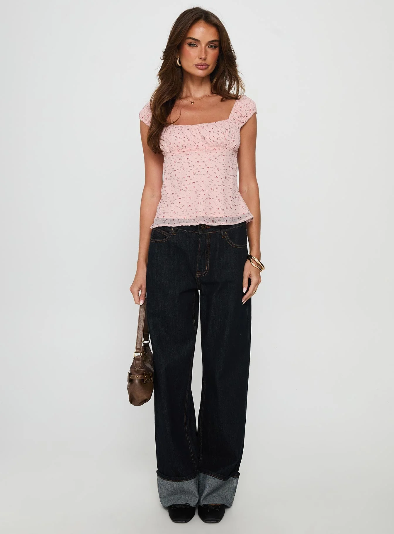 Crush It Cap Sleeve Babydoll Top Pink Floral - Image 6
